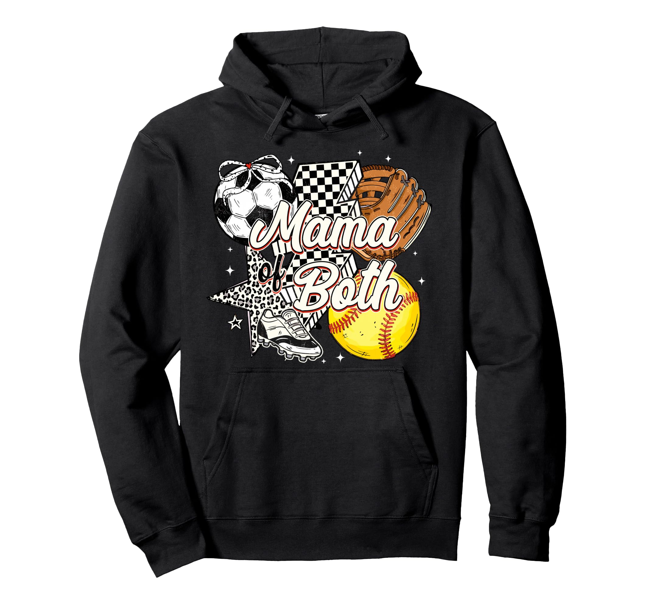 Mama Both Soccer Softball Mama Mothers Hoodie - Minimalist Print Men Women - T-Shirt, Sweatshirt, Hoodie
