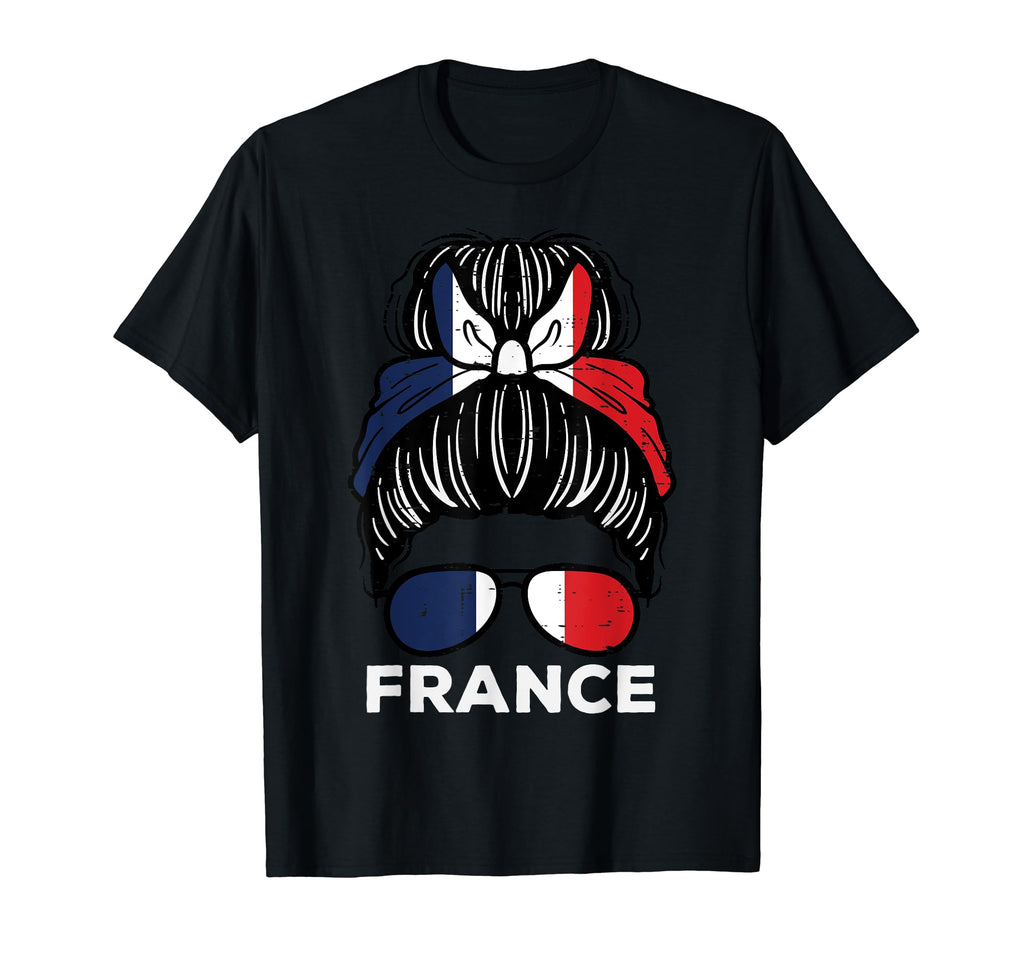 France Flag French Hairbun T-Shirt - Fun Novelty Design for Adults - T-Shirt, Sweatshirt, Hoodie
