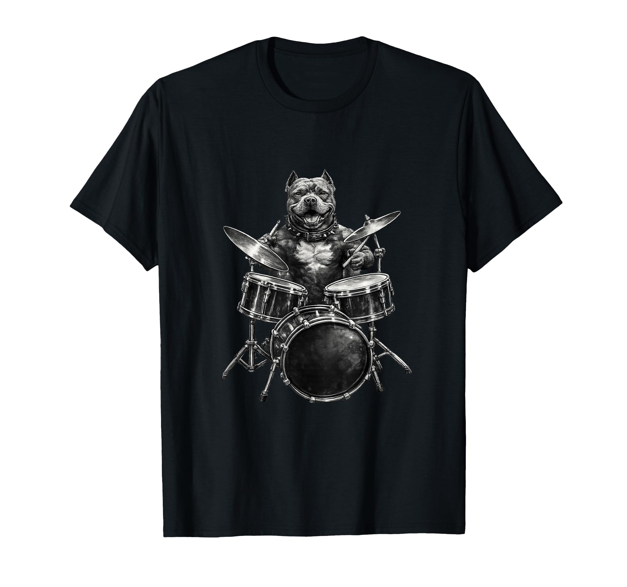 Funny Pit Bulls Dog Playing Drums T-Shirt - Novelty Apparel Men Women - T-Shirt, Sweatshirt, Hoodie