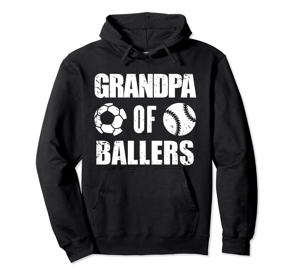 Grandpa Ballers Funny Soccer Baseball Hoodie - Novelty Apparel for Adults - T-Shirt, Sweatshirt, Hoodie