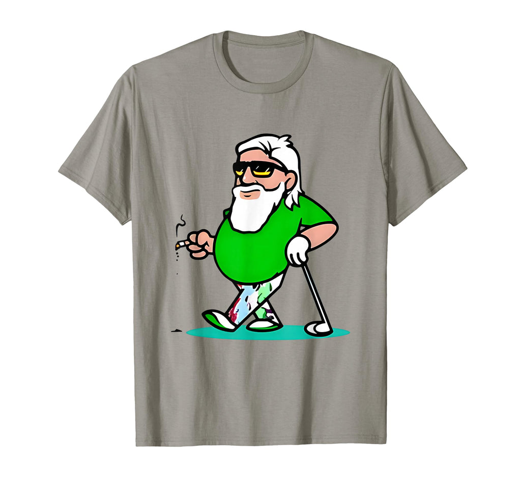Grandpa Golf Cartoon Smoking Art T-Shirt - Minimalist Print Men Women - T-Shirt, Sweatshirt, Hoodie