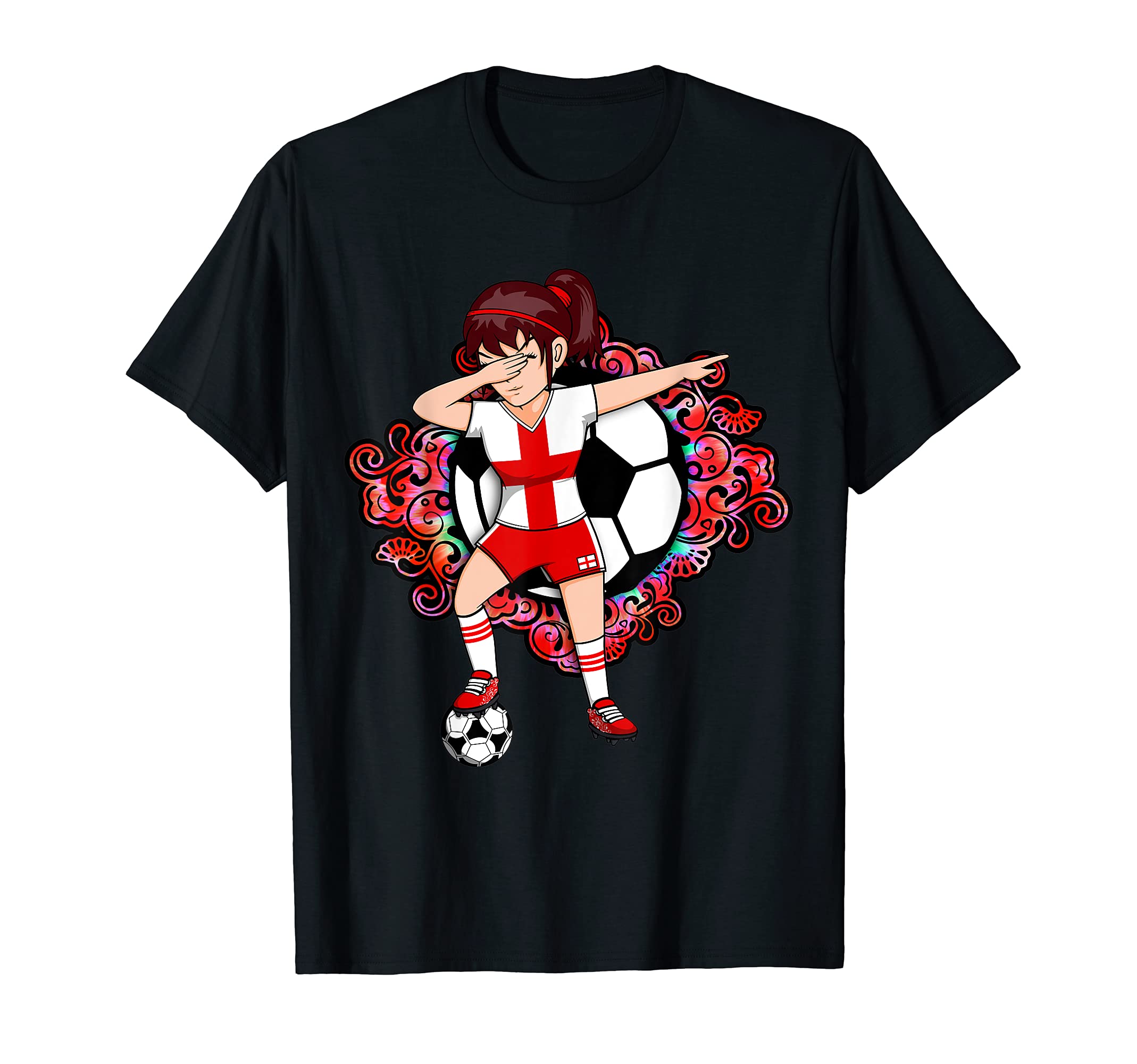 Dabbing Soccer England Jersey Floral T-Shirt - Custom Art Print Unisex - T-Shirt, Sweatshirt, Hoodie