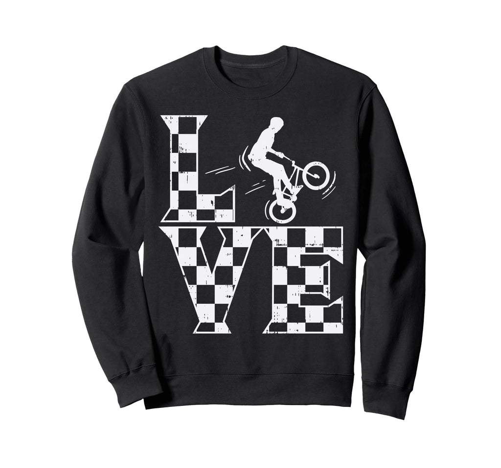 Love Bmx Checkered Flag Bike Racing Sweatshirt - Graphic Print Unisex - T-Shirt, Sweatshirt, Hoodie