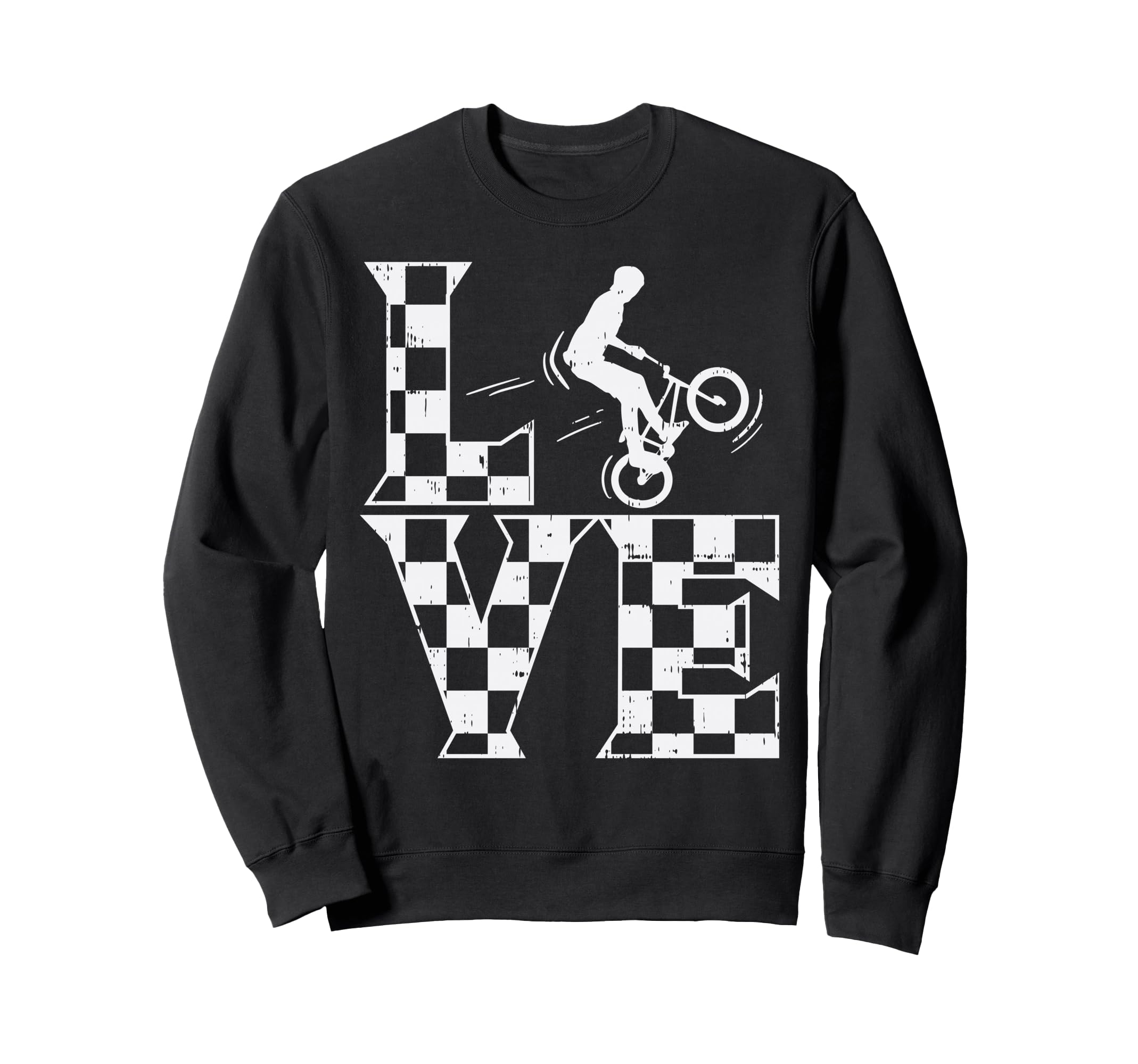 Love Bmx Checkered Flag Bike Racing Sweatshirt - Graphic Print Unisex - T-Shirt, Sweatshirt, Hoodie