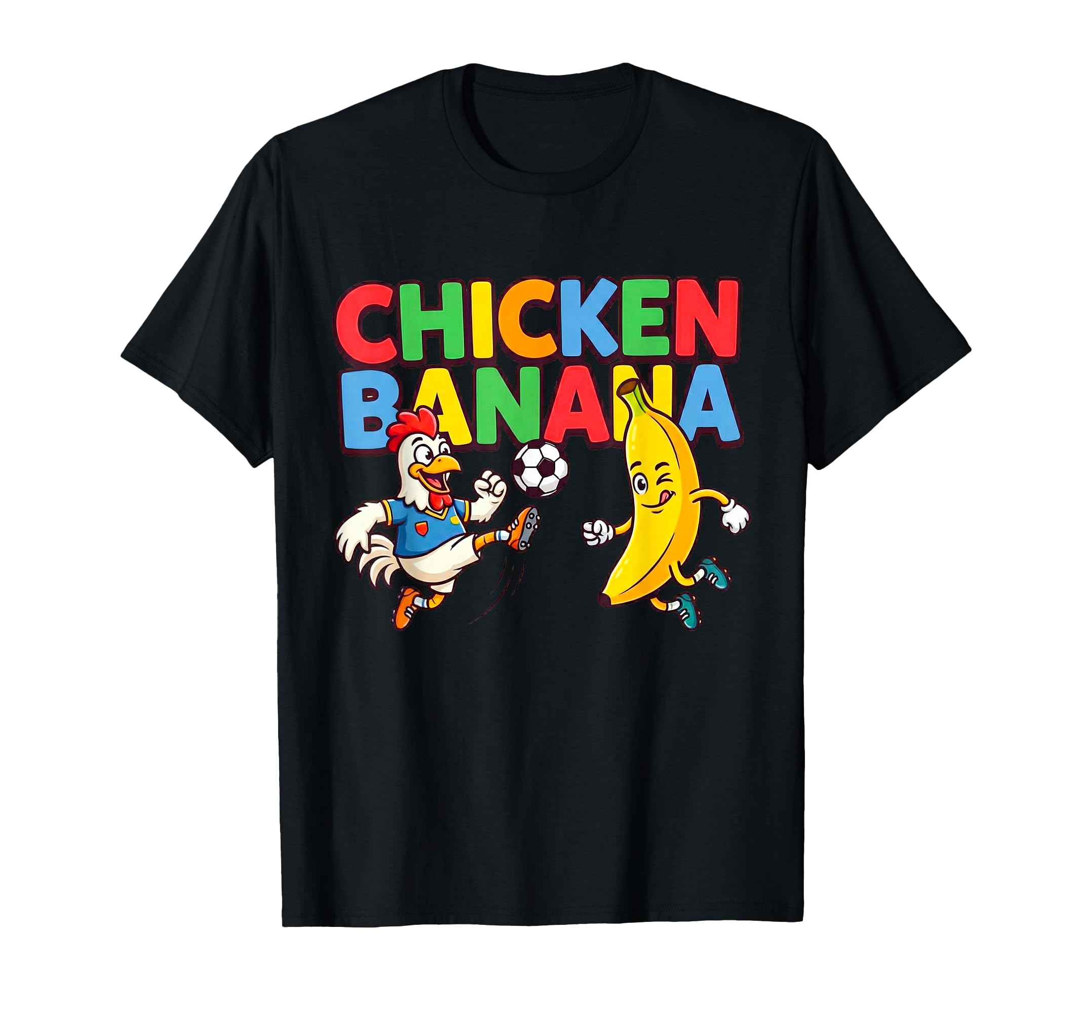 Funny Cartoon Chicken Banana Soccer T-Shirt - Minimalist Print for Adults - T-Shirt, Sweatshirt, Hoodie