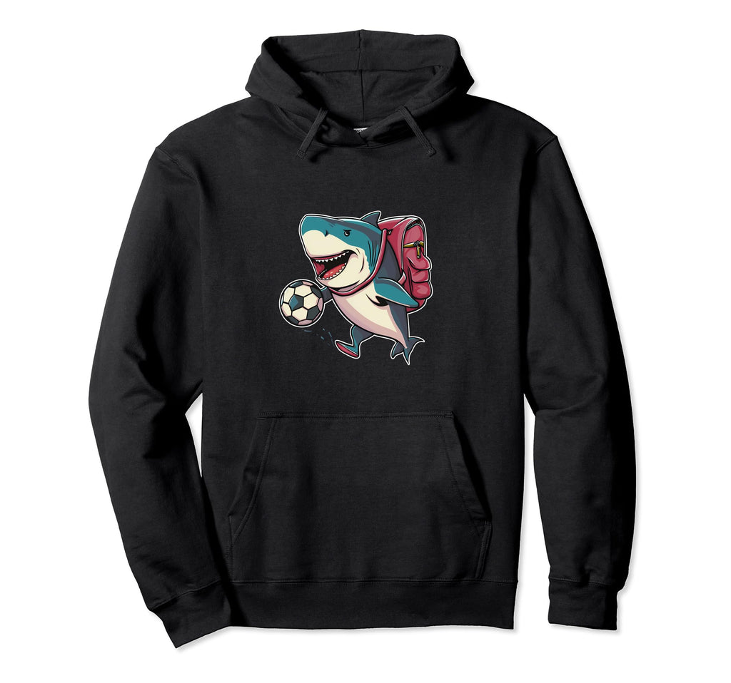 Animals Play Soccer Shark Playing Hoodie - Aesthetic Graphic Men Women - T-Shirt, Sweatshirt, Hoodie