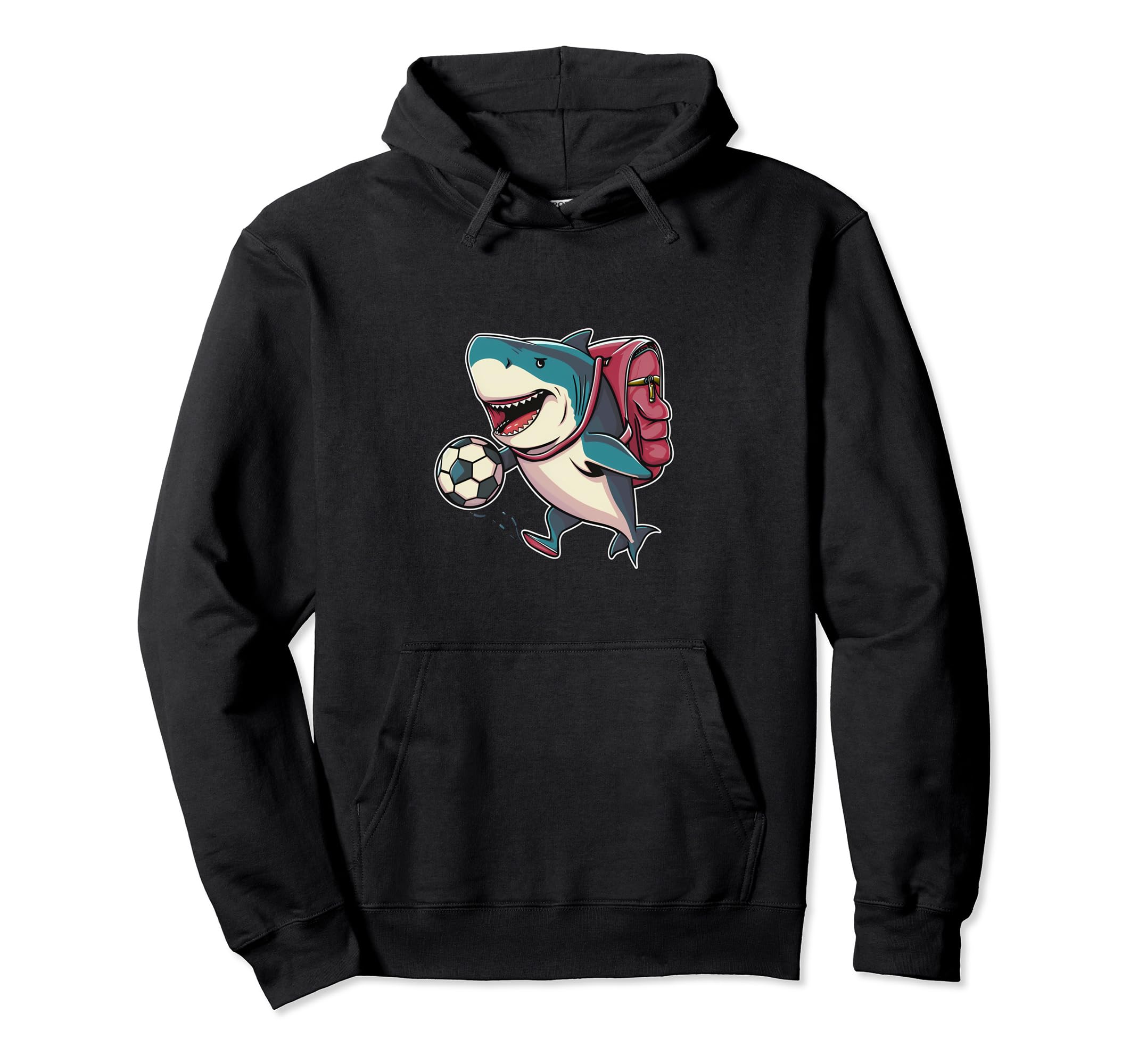 Animals Play Soccer Shark Playing Hoodie - Aesthetic Graphic Men Women - T-Shirt, Sweatshirt, Hoodie