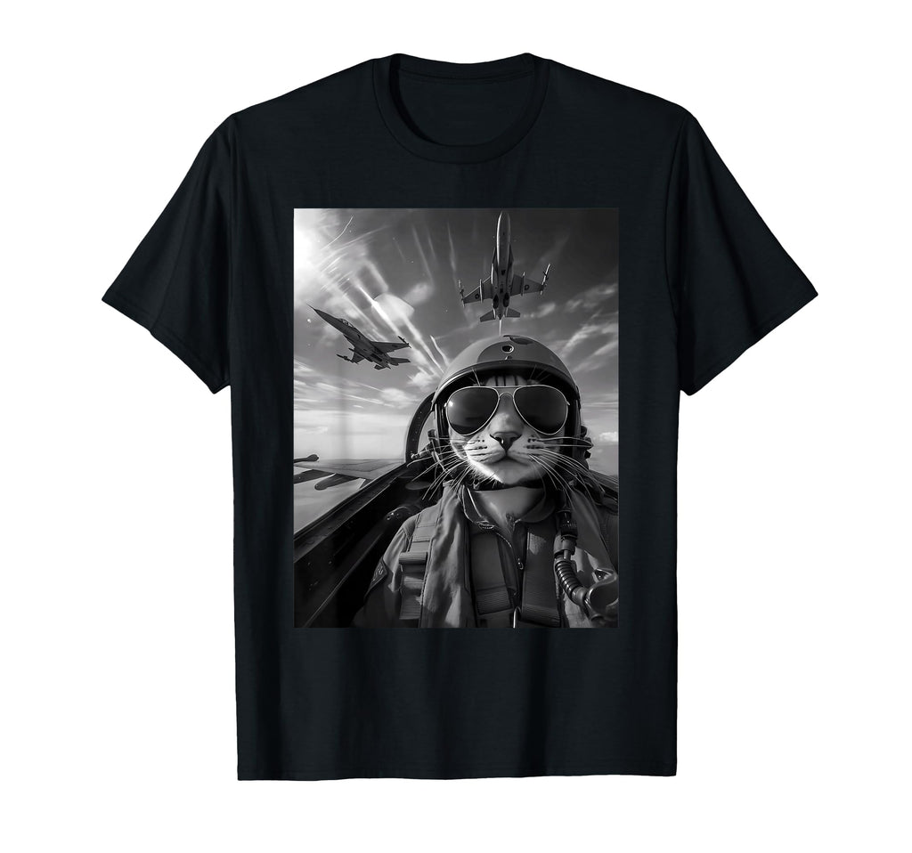 Flying Cat Selfie Funny Fighter T-Shirt - Custom Art Print for Adults - T-Shirt, Sweatshirt, Hoodie