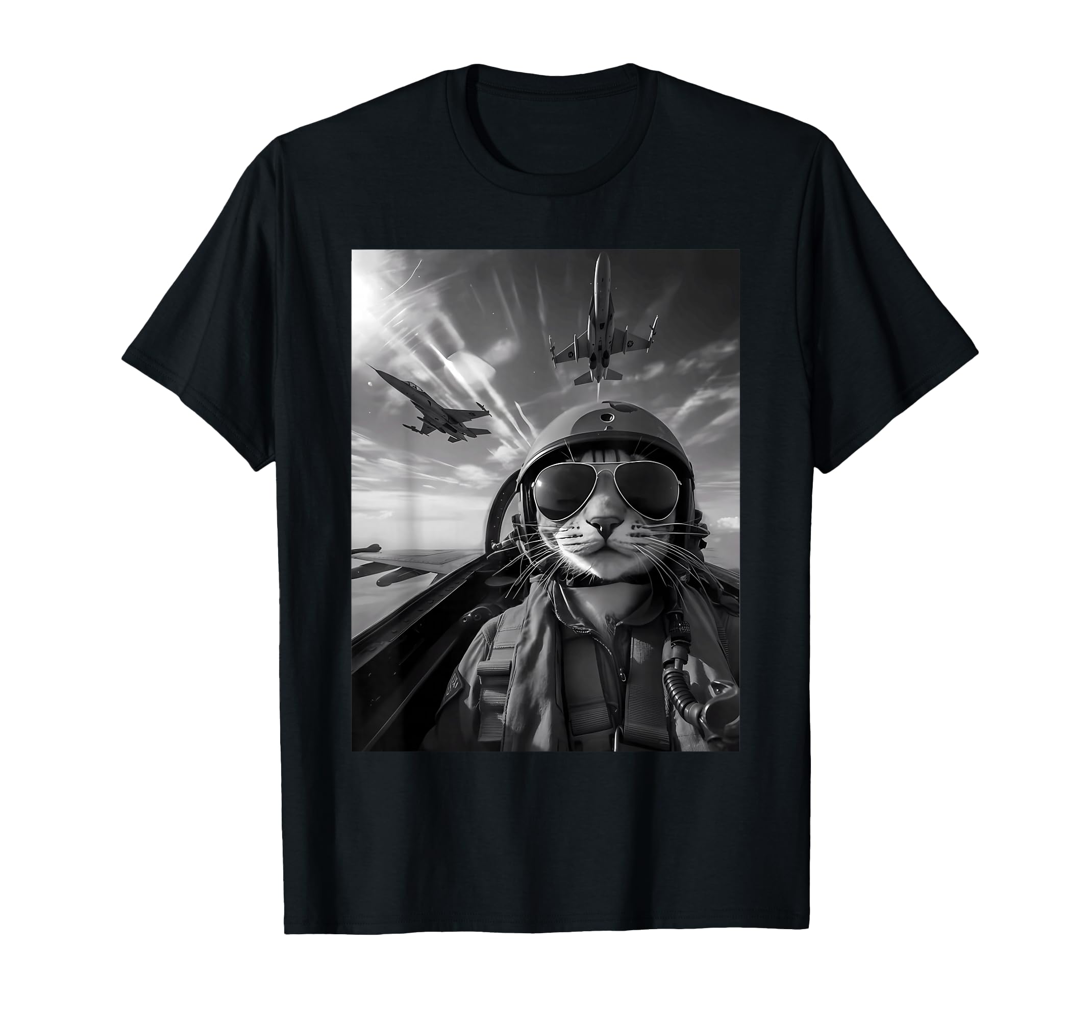 Flying Cat Selfie Funny Fighter T-Shirt - Custom Art Print for Adults - T-Shirt, Sweatshirt, Hoodie