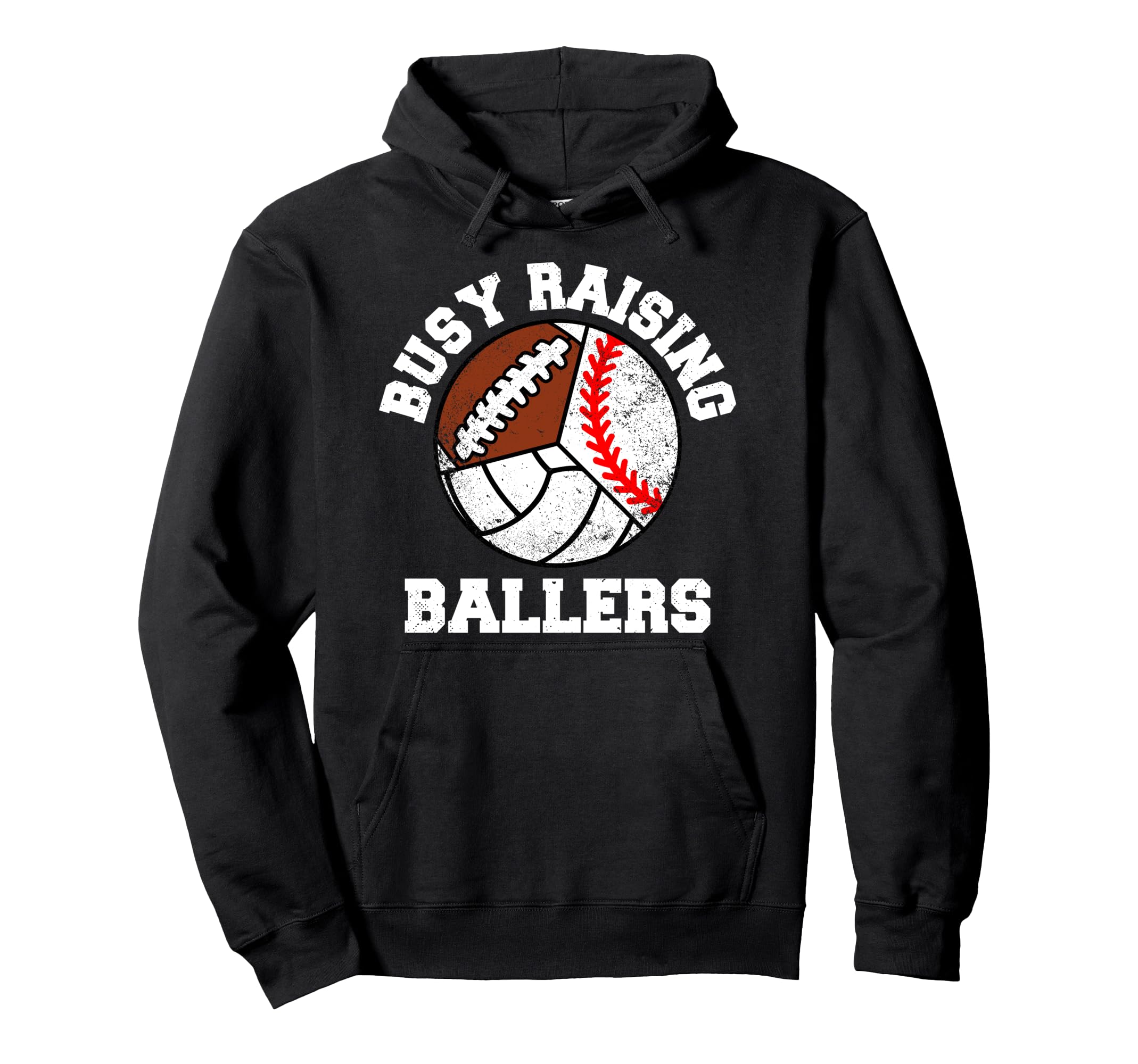 Busy Raising Ballers Funny Baseball Hoodie - Fun Novelty Design for Adults - T-Shirt, Sweatshirt, Hoodie