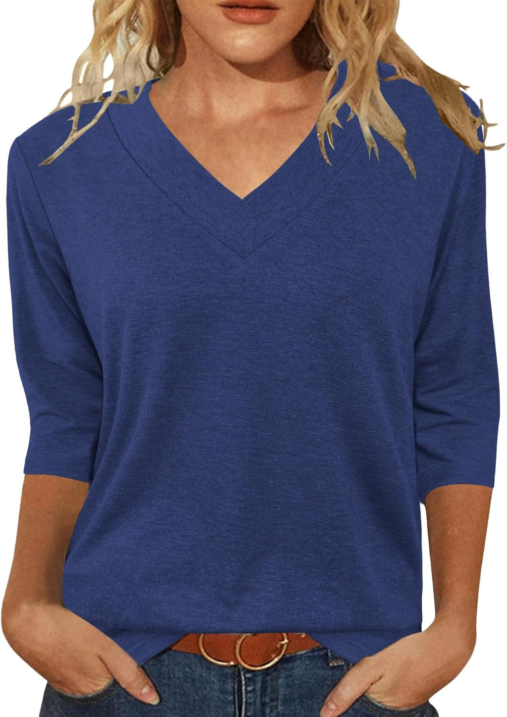 Womens Tops 3/4 Length Sleeve Summer V Neck Casual - Adult & Kids T-Shirts, Sweatshirts & Hoodies apparel design preview 1