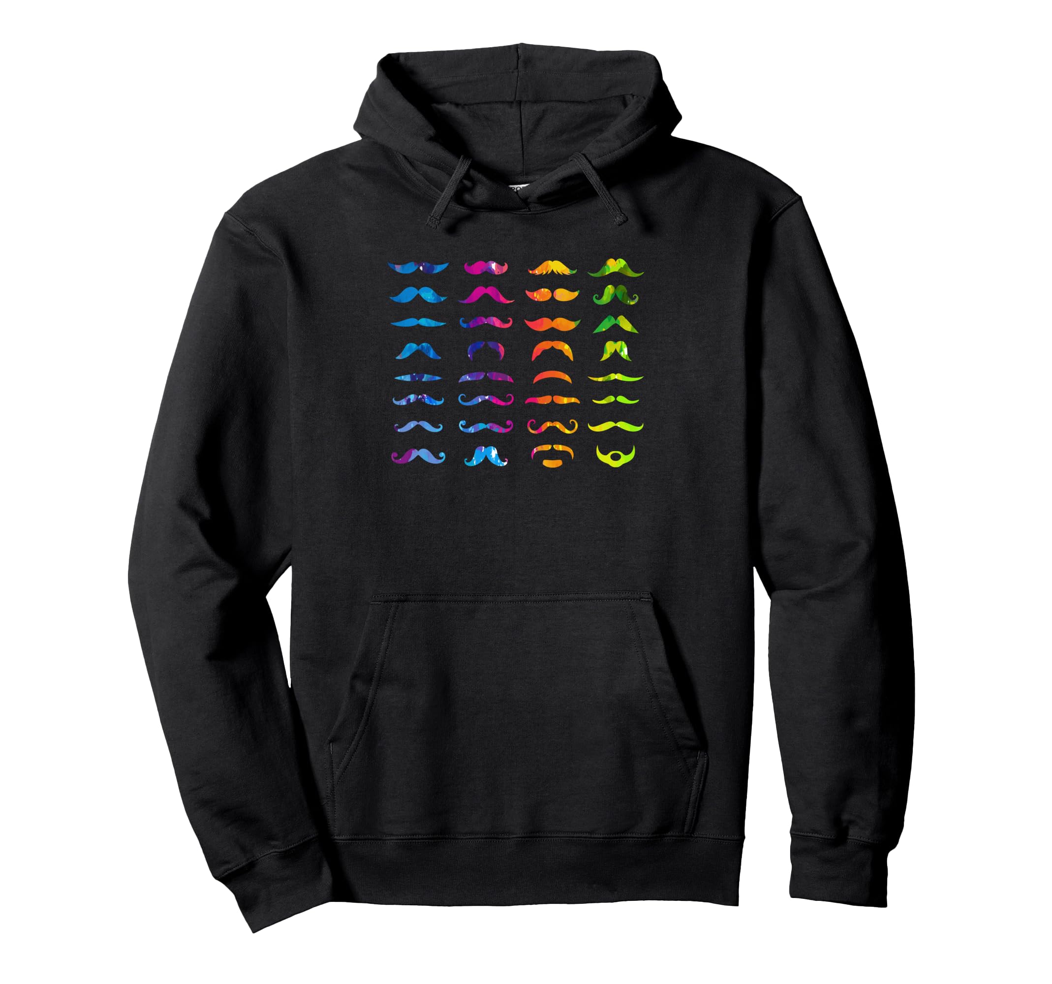 Colorful Mustache Beards Bearded Mustache Hoodie - Aesthetic Graphic Unisex - T-Shirt, Sweatshirt, Hoodie
