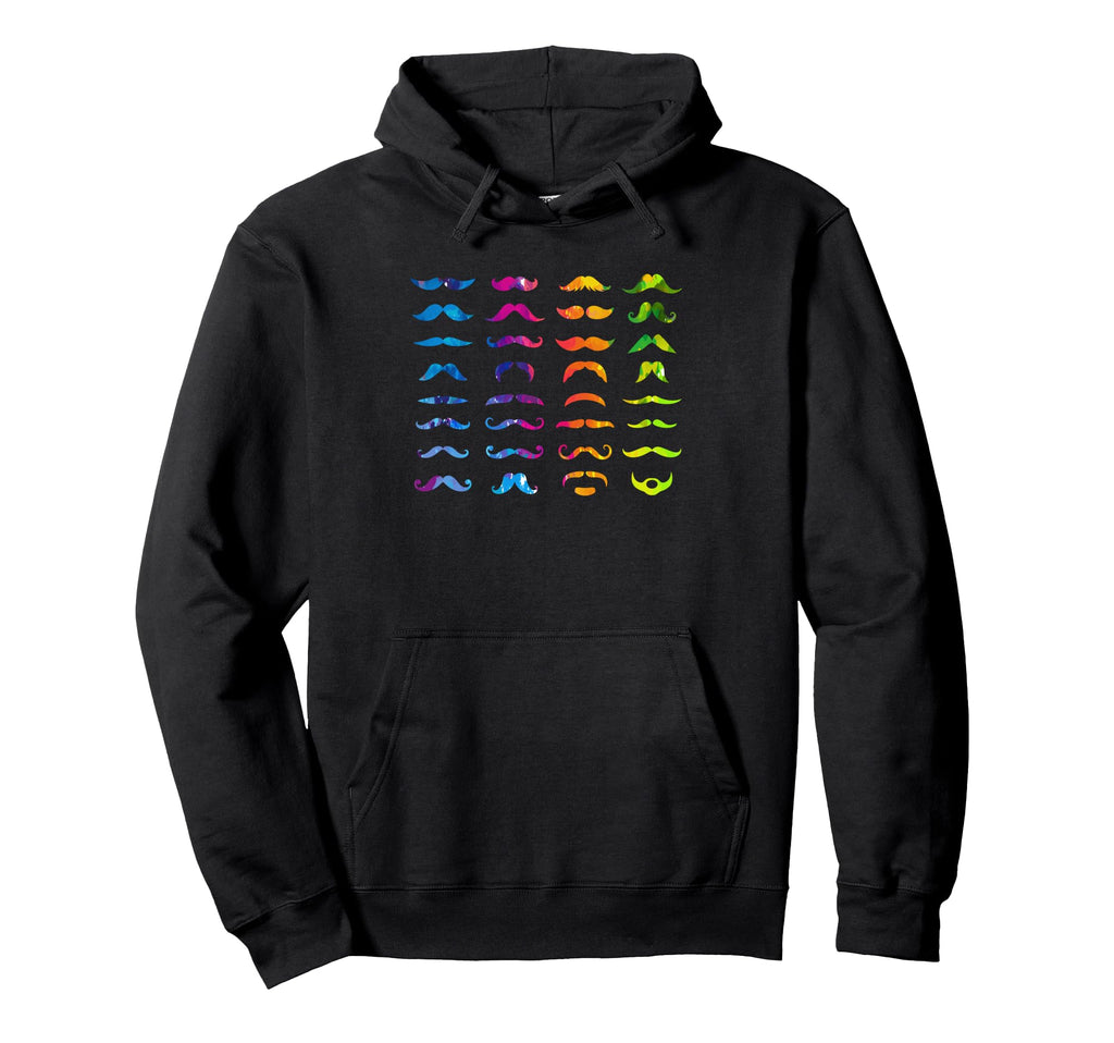 Colorful Mustache Beards Bearded Mustache Hoodie - Unique Graphic Men Women - T-Shirt, Sweatshirt, Hoodie