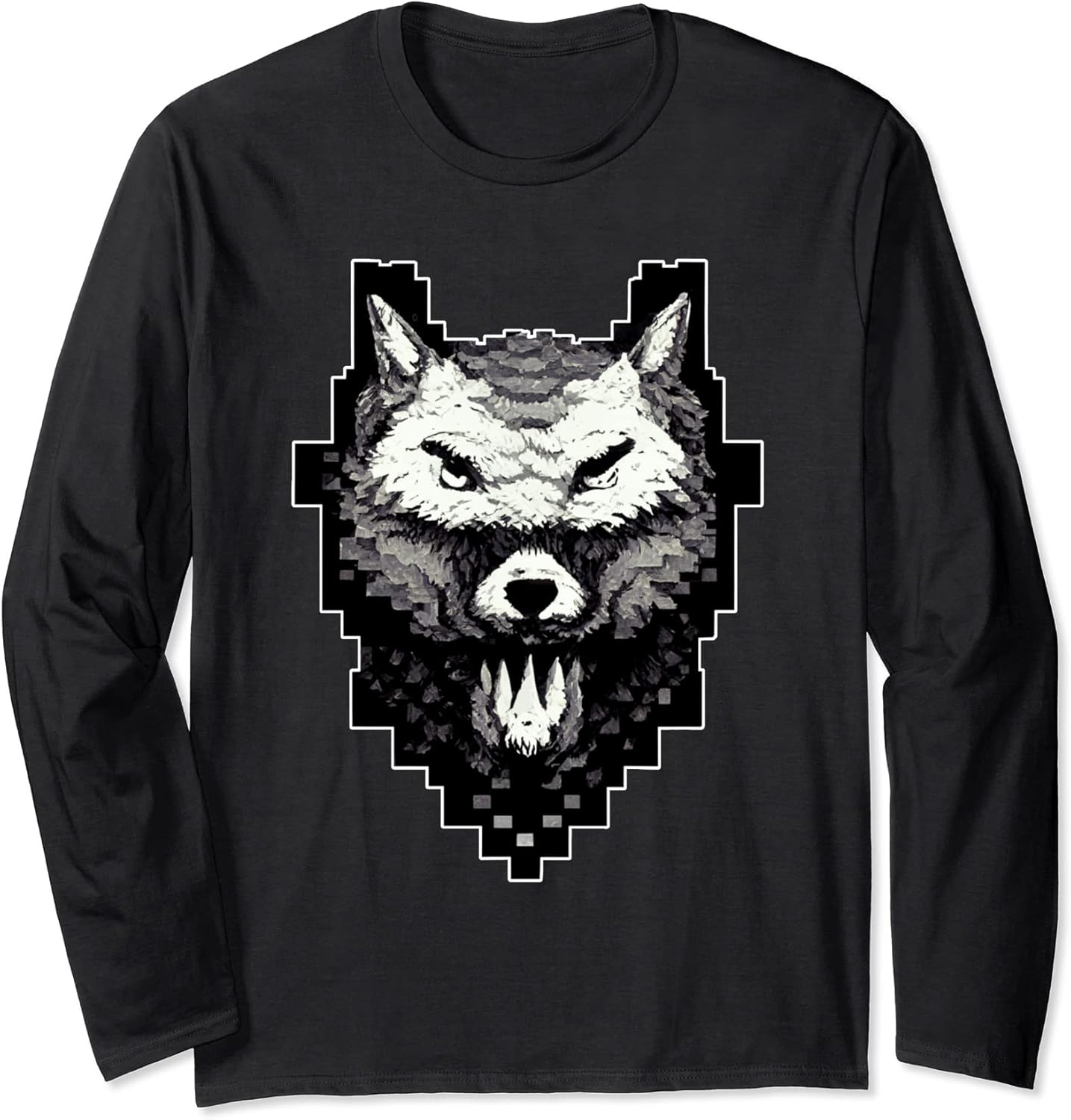 Wolf Head Pixel Art 8 Bit Retro Video Game - Adult & Kids T-Shirts, Sweatshirts & Hoodies apparel design preview 1