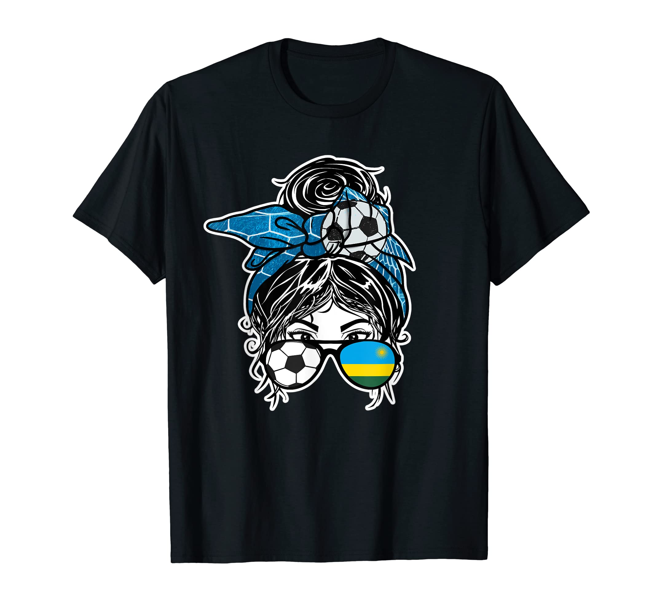 Messy Bun Hair Rwandan Soccer Rwanda T-Shirt - Custom Art Print for Adults - T-Shirt, Sweatshirt, Hoodie