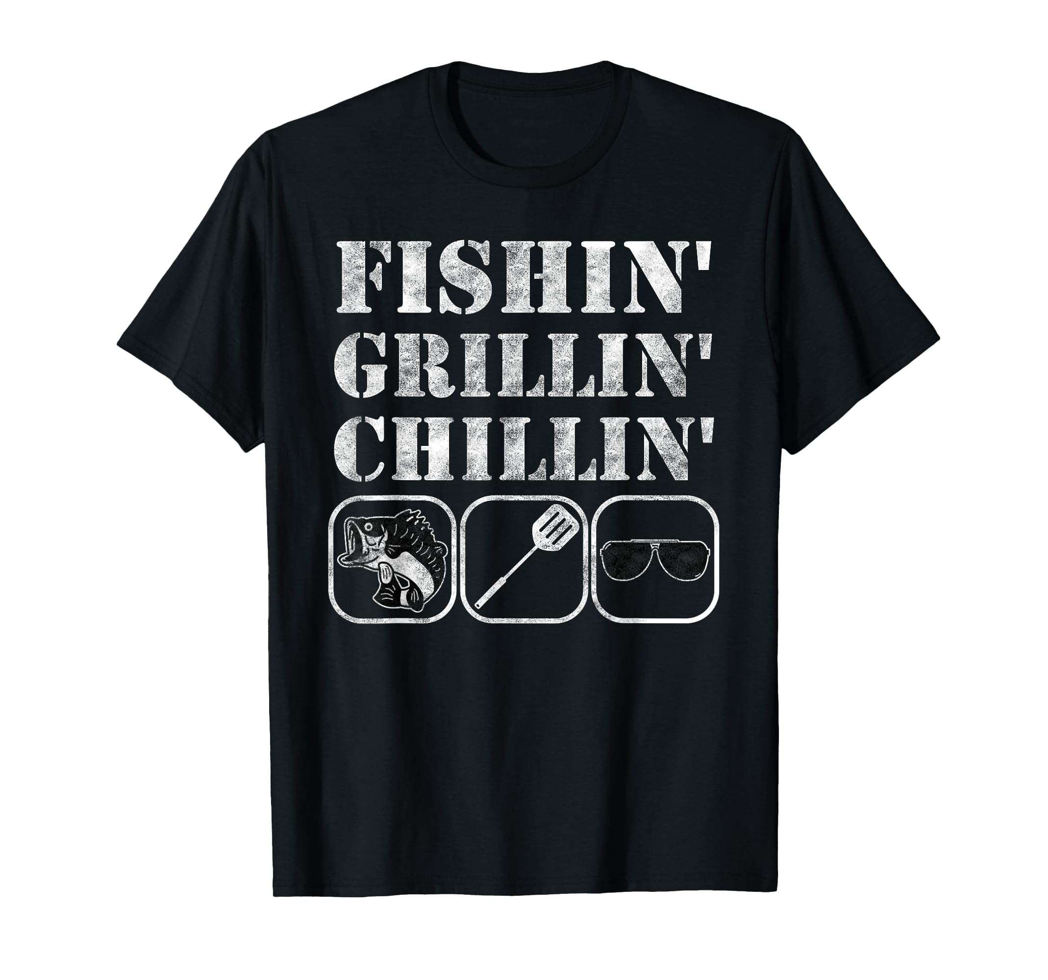 Mens Fishin Grillin Chillin T-Shirt - Fun Novelty Design for Adults - T-Shirt, Sweatshirt, Hoodie