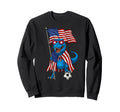 Usa Flag T Rex Soccer Patriotic Sweatshirt - Aesthetic Graphic Men Women - T-Shirt, Sweatshirt, Hoodie