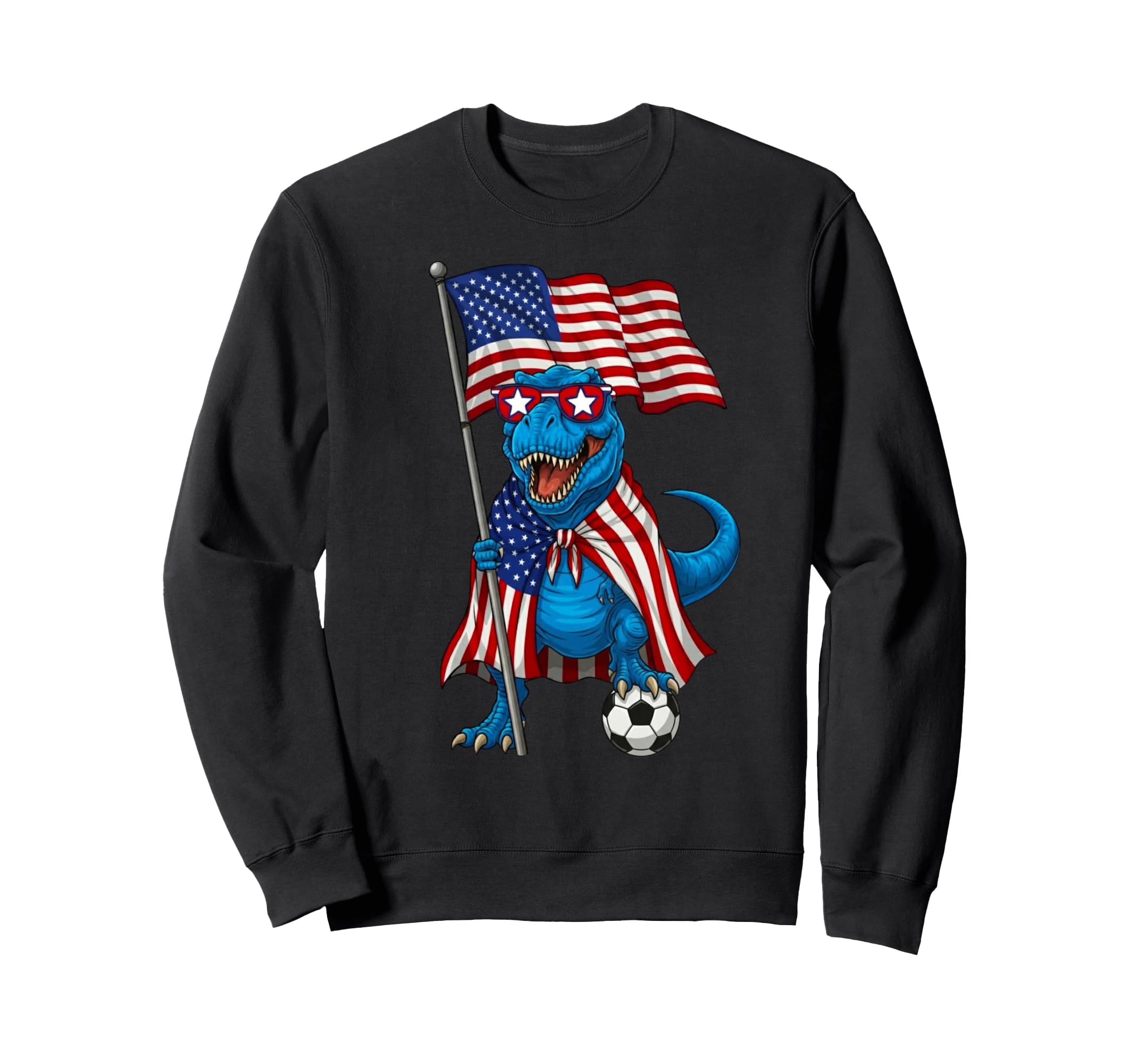 Usa Flag T Rex Soccer Patriotic Sweatshirt - Aesthetic Graphic Men Women - T-Shirt, Sweatshirt, Hoodie