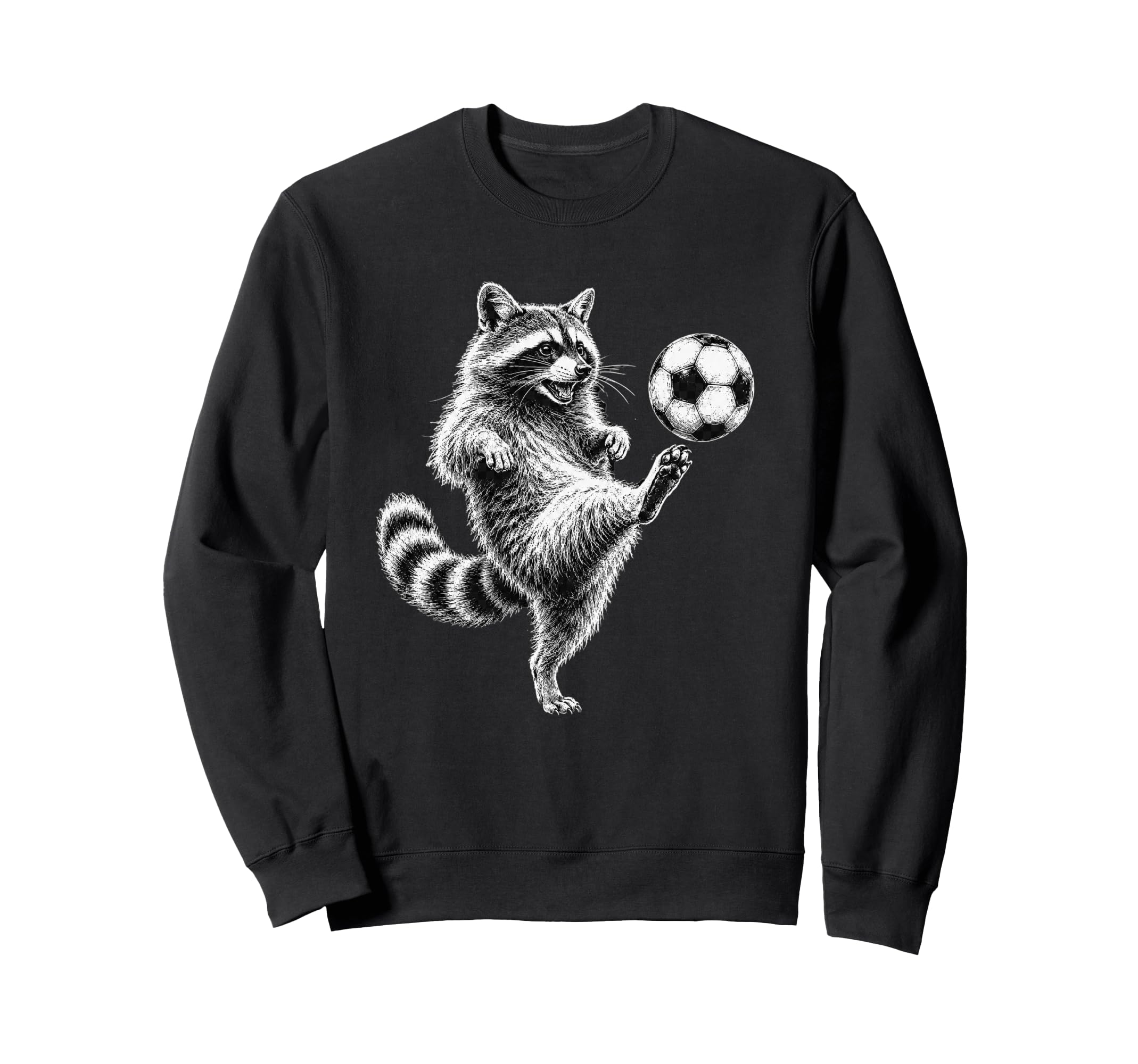 Funny Raccoon Kicking Soccer Ball Sweatshirt - Aesthetic Graphic Unisex - T-Shirt, Sweatshirt, Hoodie