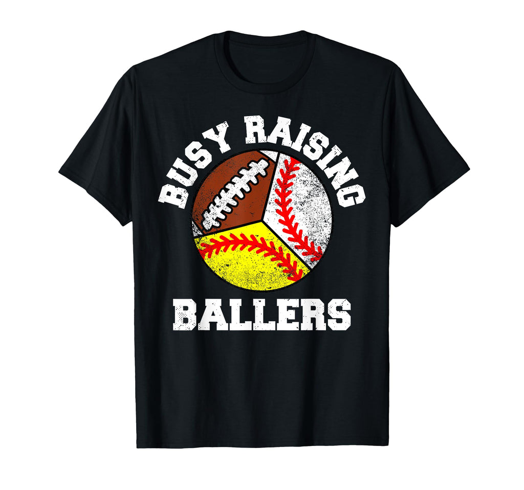Busy Raising Ballers Funny Baseball T-Shirt - Minimalist Print Unisex - T-Shirt, Sweatshirt, Hoodie
