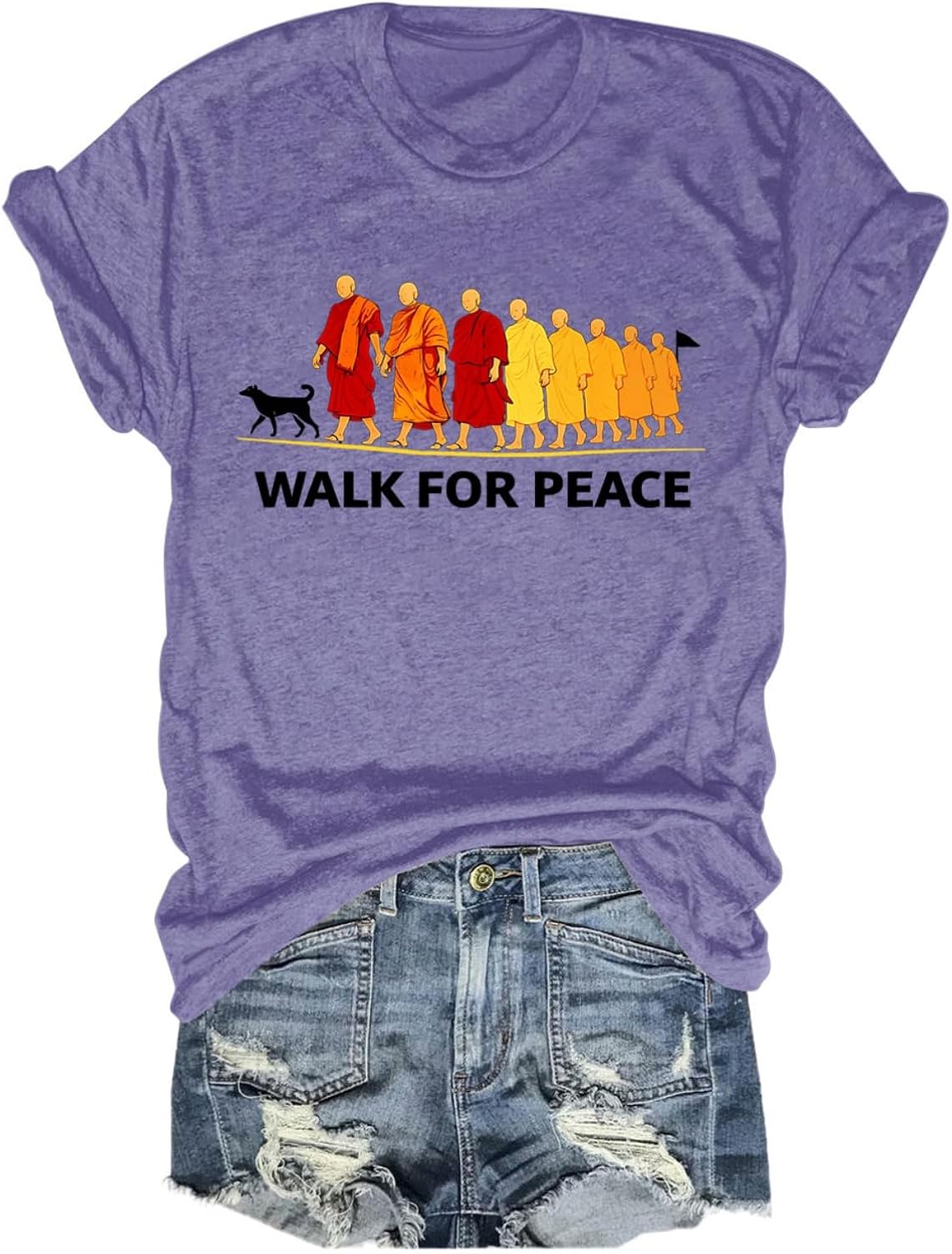 Walk for Peace Women Monks Walking Minimalist Graphic - Adult & Kids T-Shirts, Sweatshirts & Hoodies apparel design preview 1