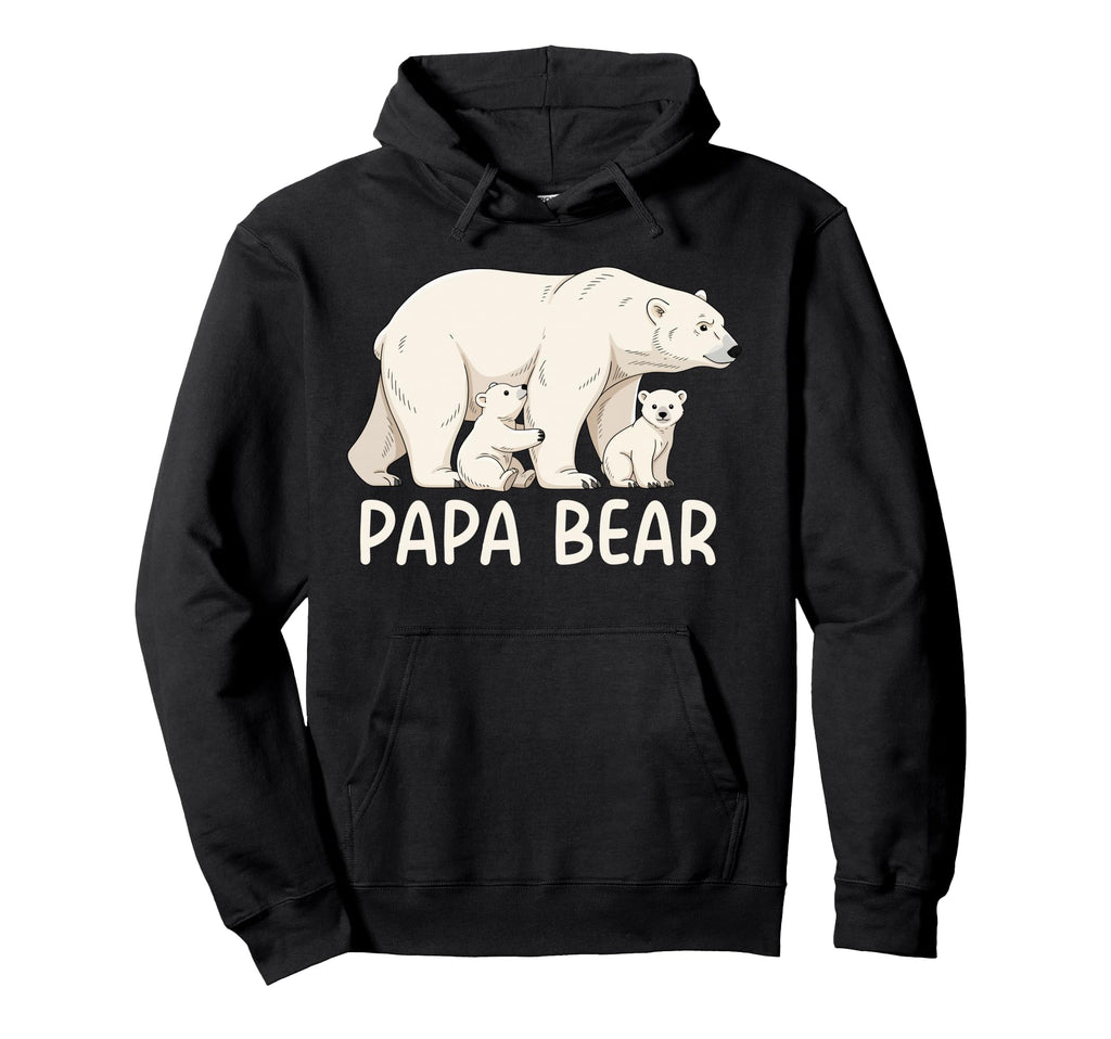 Papa Bear Two Cubs Polar Bear Family Hoodie - Custom Art Print Unisex - T-Shirt, Sweatshirt, Hoodie