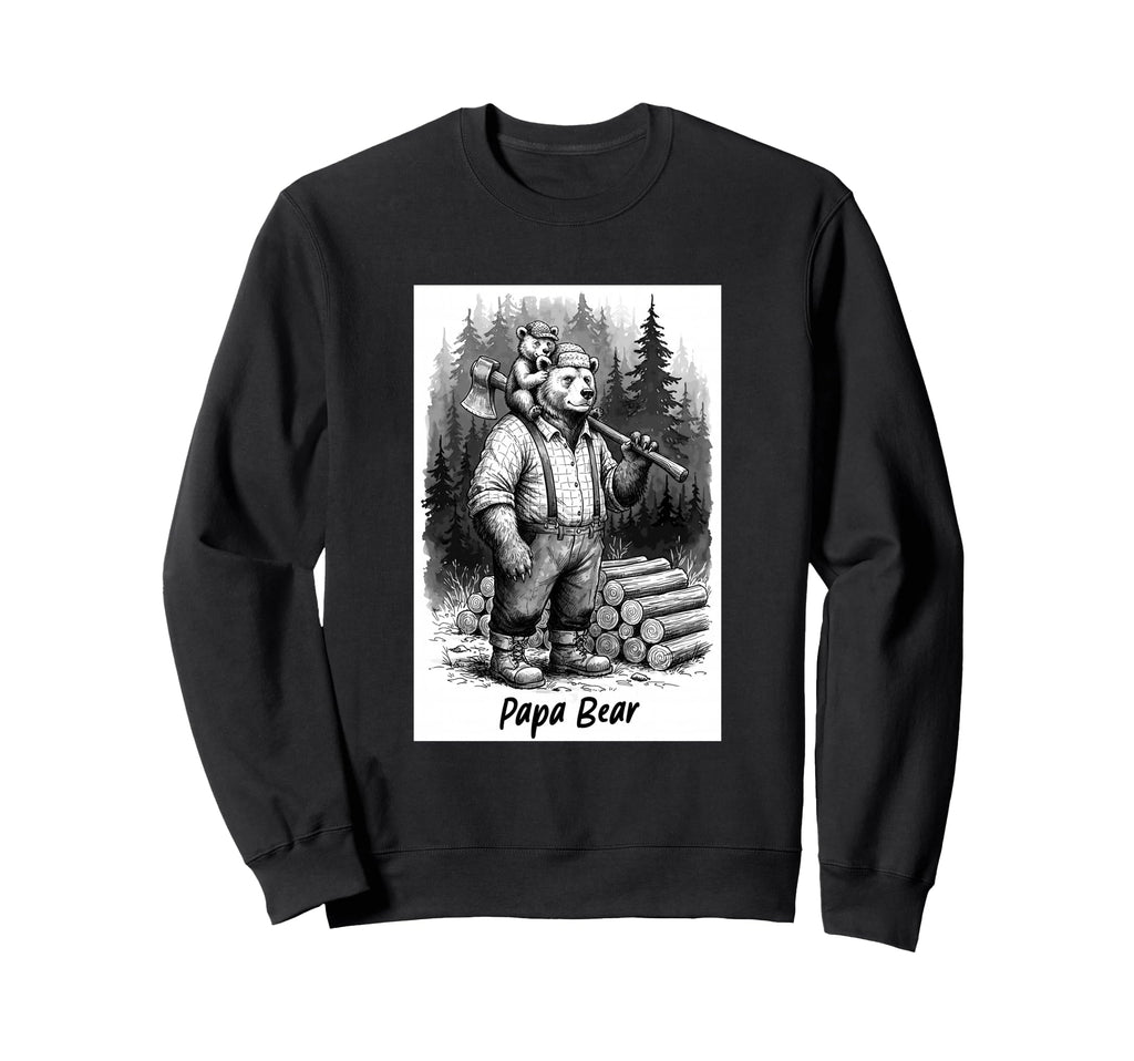 Papa Bear Lumberjack Cubs Sweatshirt - Custom Art Print for Adults - T-Shirt, Sweatshirt, Hoodie