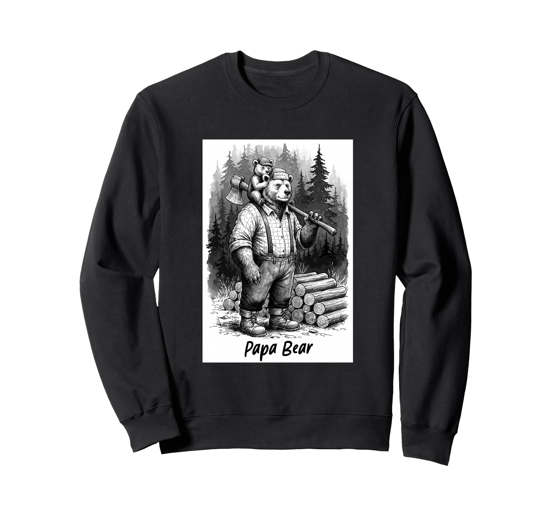 Papa Bear Lumberjack Cubs Sweatshirt - Custom Art Print for Adults - T-Shirt, Sweatshirt, Hoodie