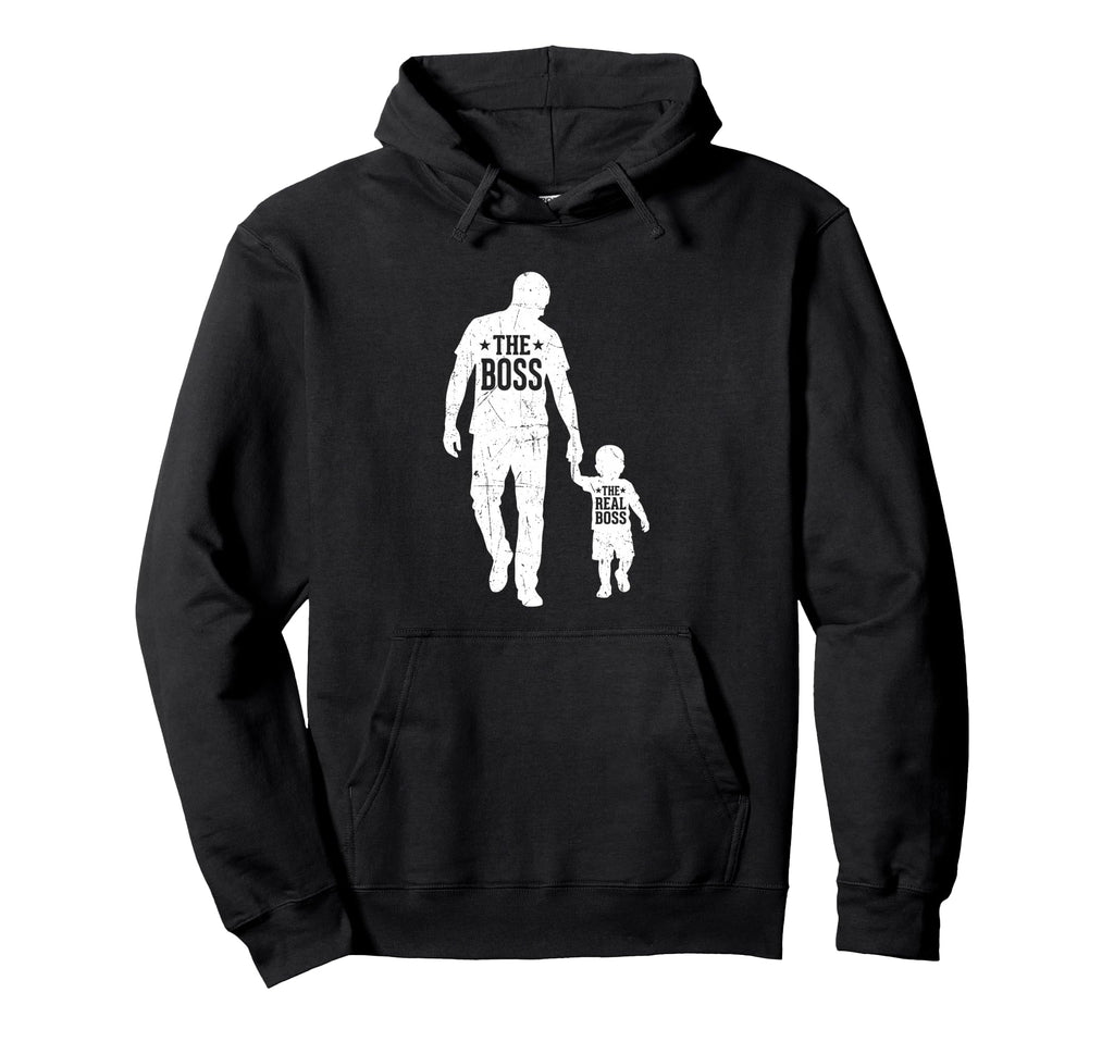 Boss Real Boss Funny Dad Son Daughter Hoodie - Casual Everyday Wear Unisex - T-Shirt, Sweatshirt, Hoodie