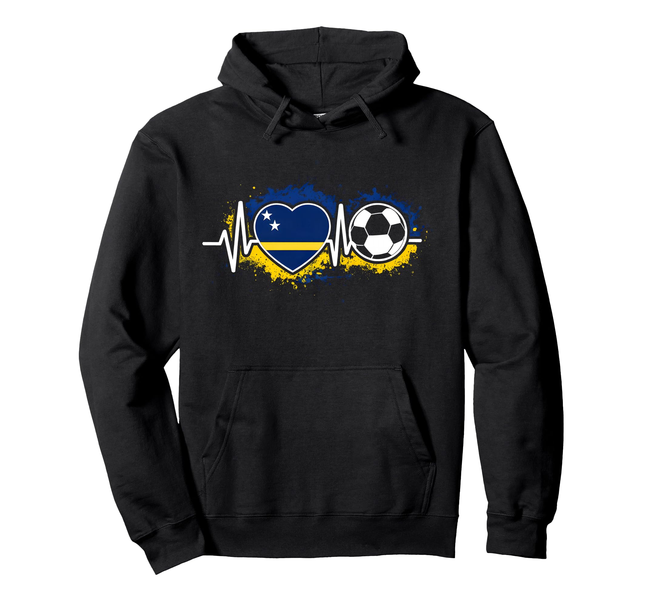 Heartbeat Curacao Flag Soccer Fan Supporter Hoodie - Unique Graphic Unisex - T-Shirt, Sweatshirt, Hoodie