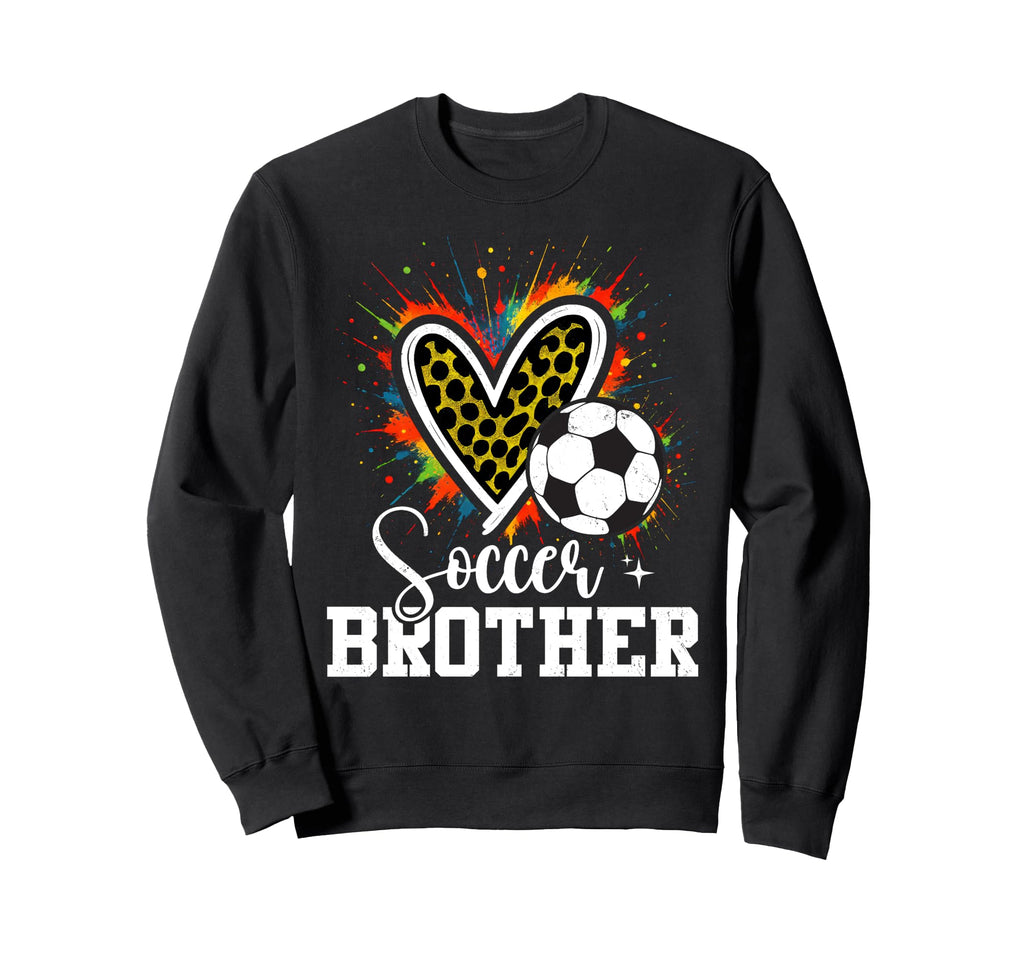 Soccer Brother Leopard Heart Colorful Sweatshirt - Graphic Print Men Women - T-Shirt, Sweatshirt, Hoodie