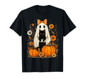 Halloween Ghost Holding Black Cat T-Shirt - Casual Everyday Wear Men Women - T-Shirt, Sweatshirt, Hoodie