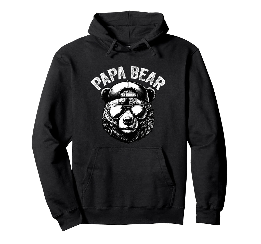 Papa Bear Face Grizzly Fathers Day Bear Hoodie - Unique Graphic Unisex - T-Shirt, Sweatshirt, Hoodie