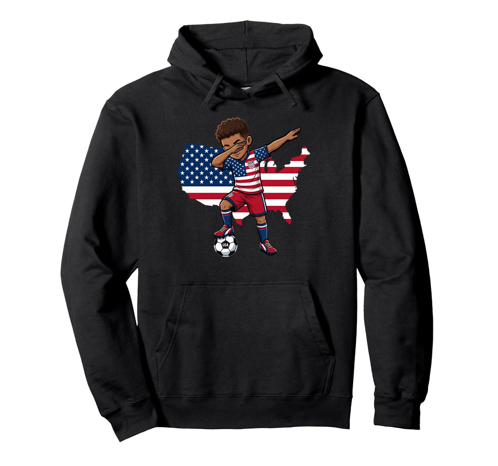 Usa Soccer Dab Patriotic Hoodie - Novelty Apparel for Adults - T-Shirt, Sweatshirt, Hoodie