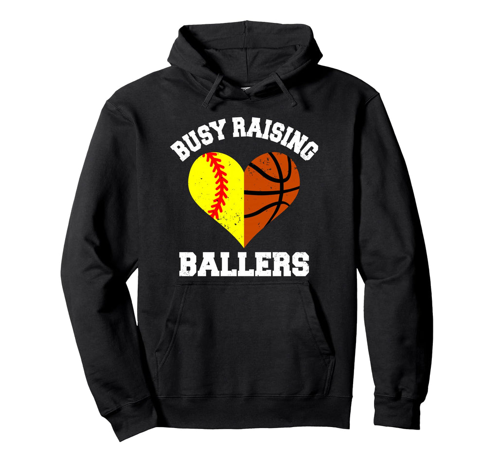 Busy Raising Ballers Softball Hoodie - Novelty Apparel Men Women - T-Shirt, Sweatshirt, Hoodie