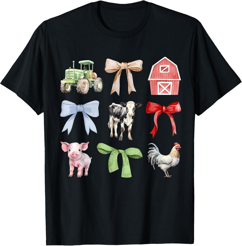 Cute Farm Animals Cow Pig Chicken Coquette Farmer - Adult & Kids T-Shirts, Sweatshirts & Hoodies apparel design preview 1