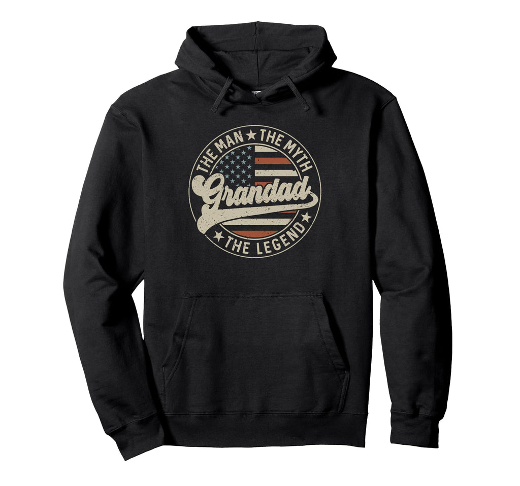 Grandad Myth Legend Us Flag Hoodie - Casual Everyday Wear Men Women - T-Shirt, Sweatshirt, Hoodie