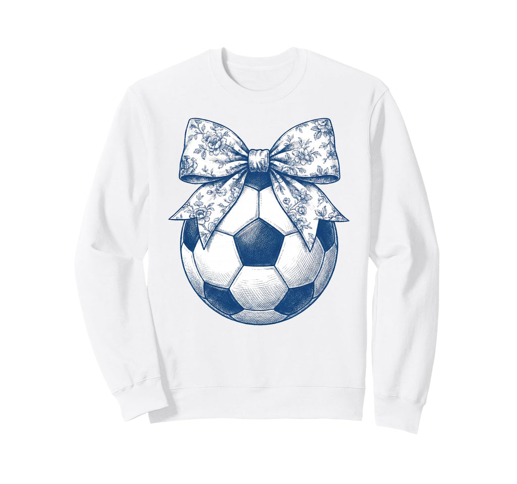 Soccer Floral Blue Toile Sweatshirt - Aesthetic Graphic for Adults - T-Shirt, Sweatshirt, Hoodie