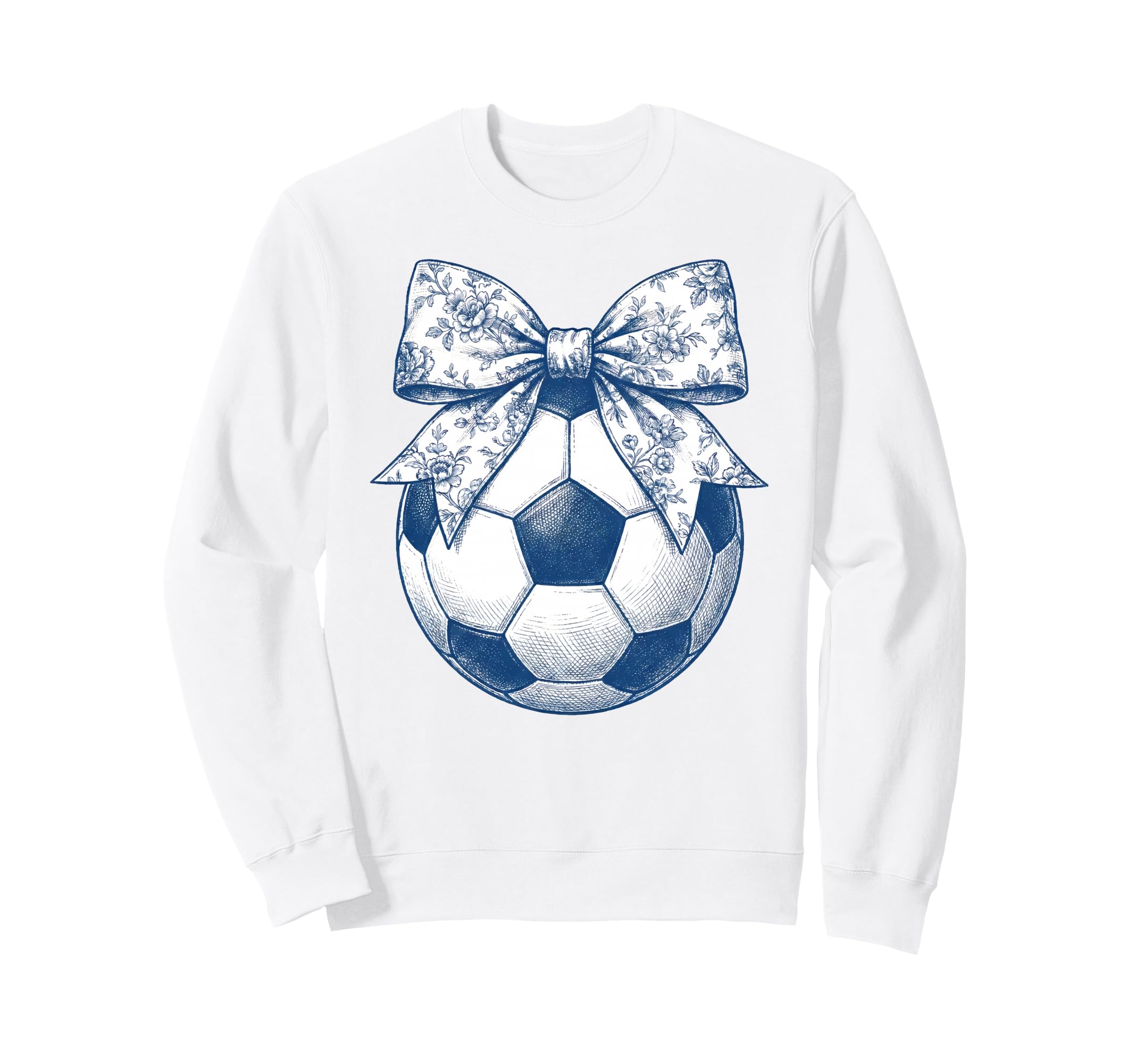Soccer Floral Blue Toile Sweatshirt - Aesthetic Graphic for Adults - T-Shirt, Sweatshirt, Hoodie