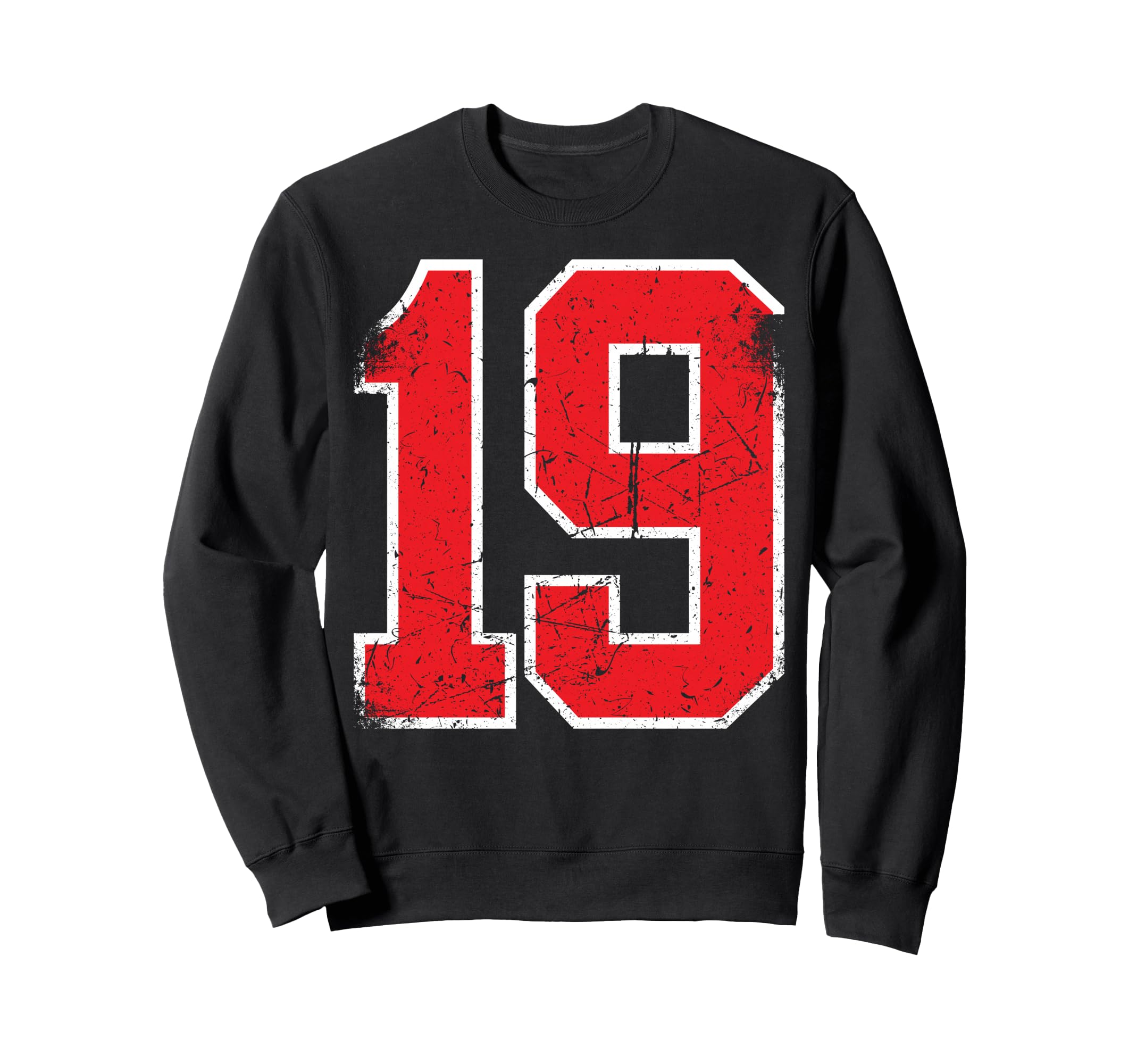 Red Sport Team Athletic Number 19 Sweatshirt - Unique Graphic Unisex - T-Shirt, Sweatshirt, Hoodie