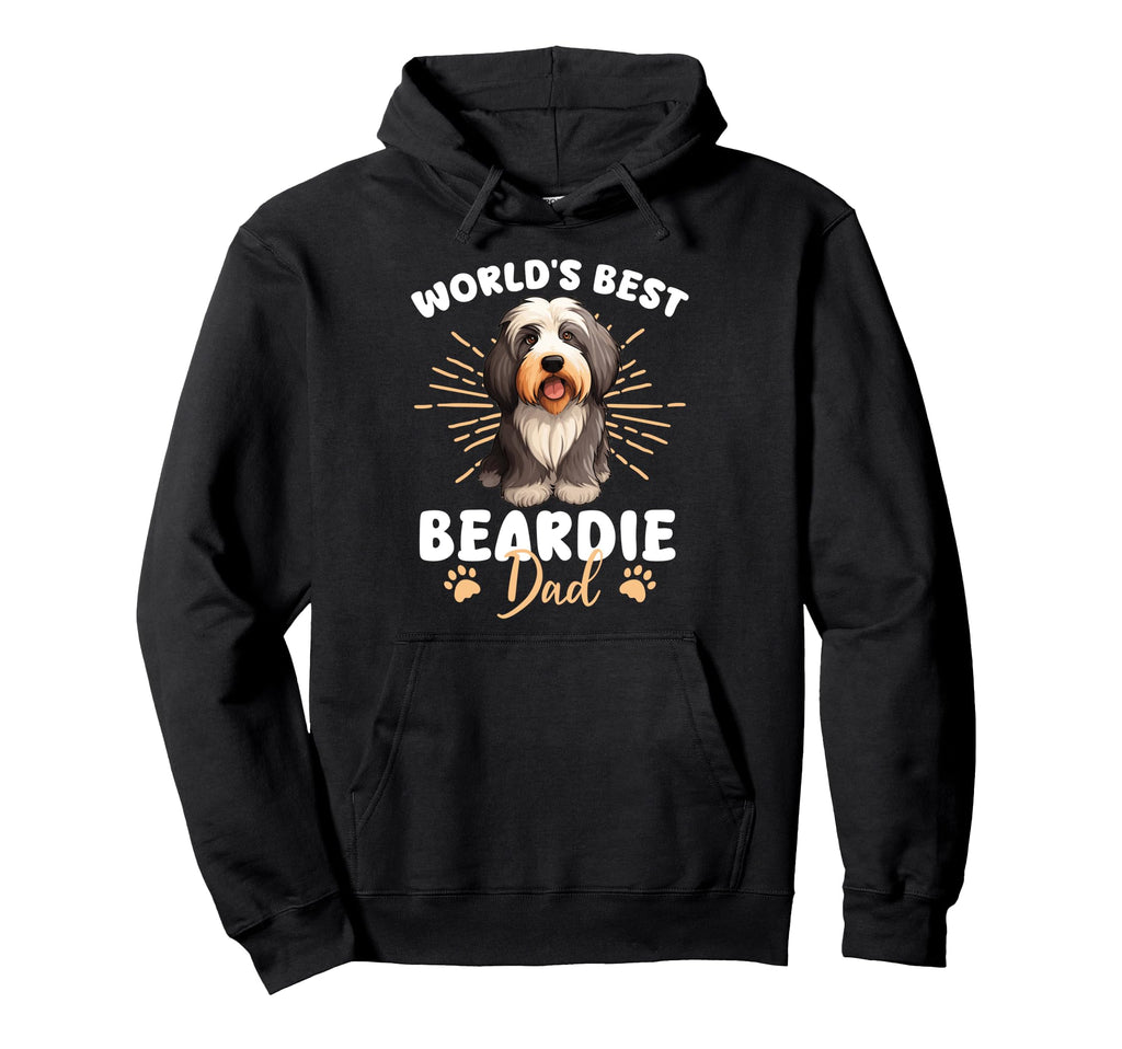Bearded Collie Dog Worlds Best Beardie Dad Hoodie - Graphic Print Unisex - T-Shirt, Sweatshirt, Hoodie