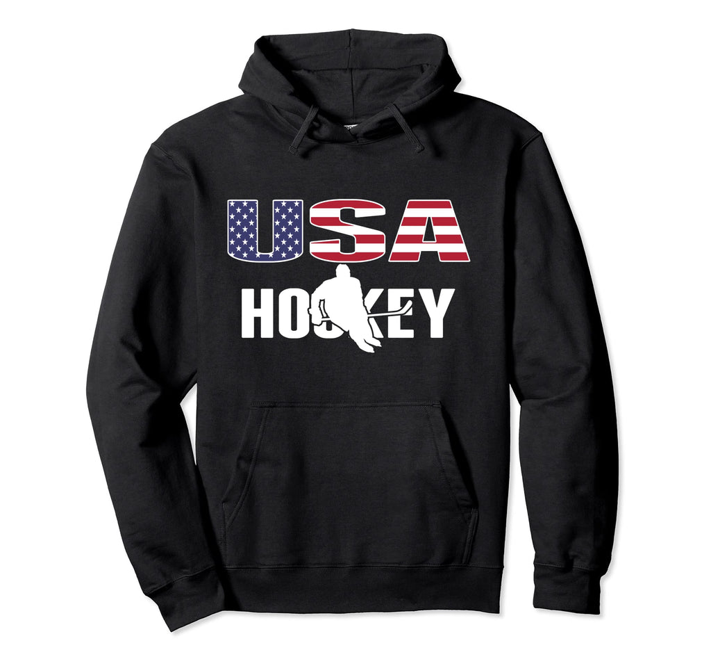 America Ice Hockey Lovers Jersey Usa Flag Hoodie - Novelty Apparel Unisex - T-Shirt, Sweatshirt, Hoodie