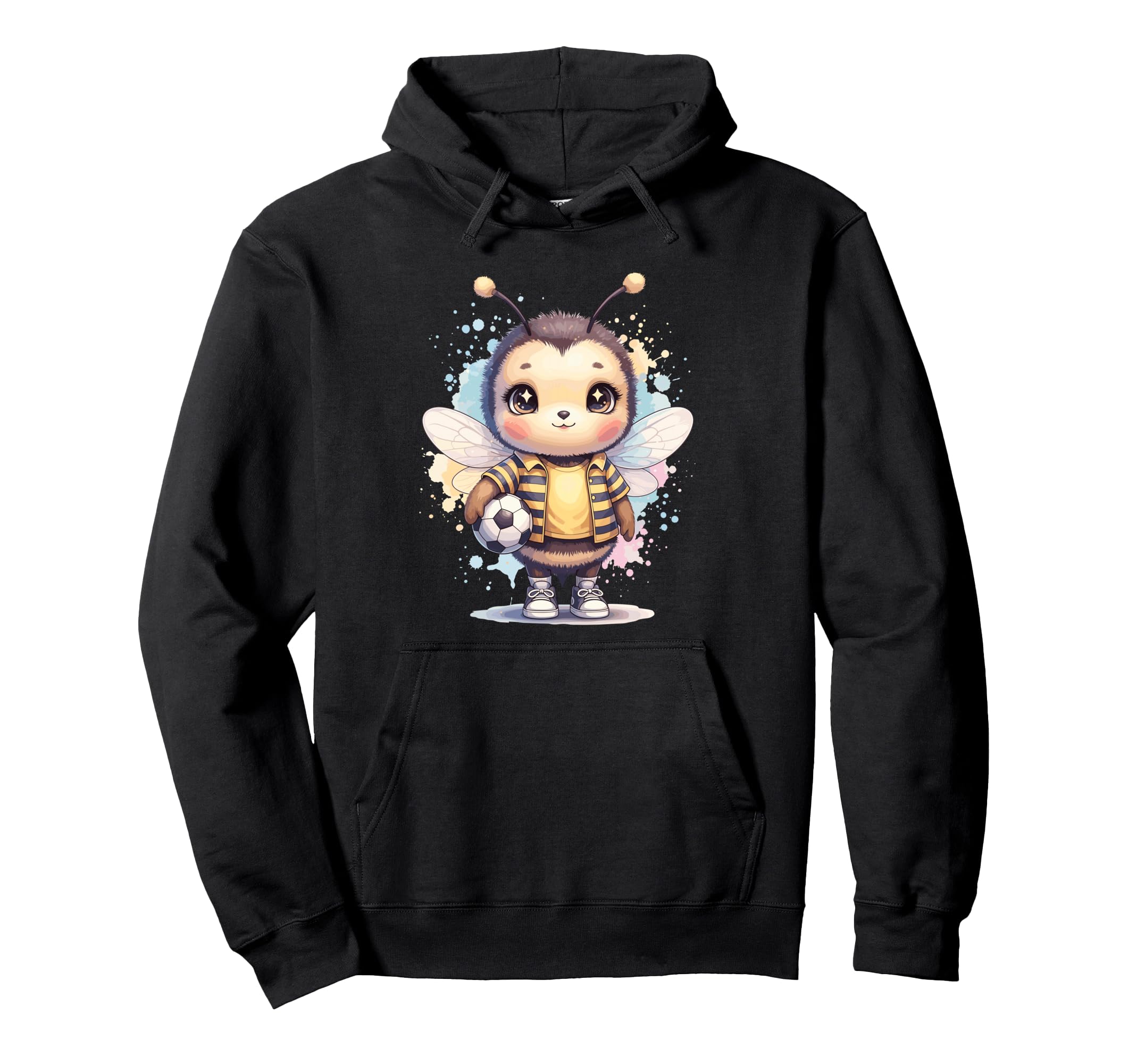 Bee Soccer Player Kawaii Animal Hoodie - Graphic Print for Adults - T-Shirt, Sweatshirt, Hoodie