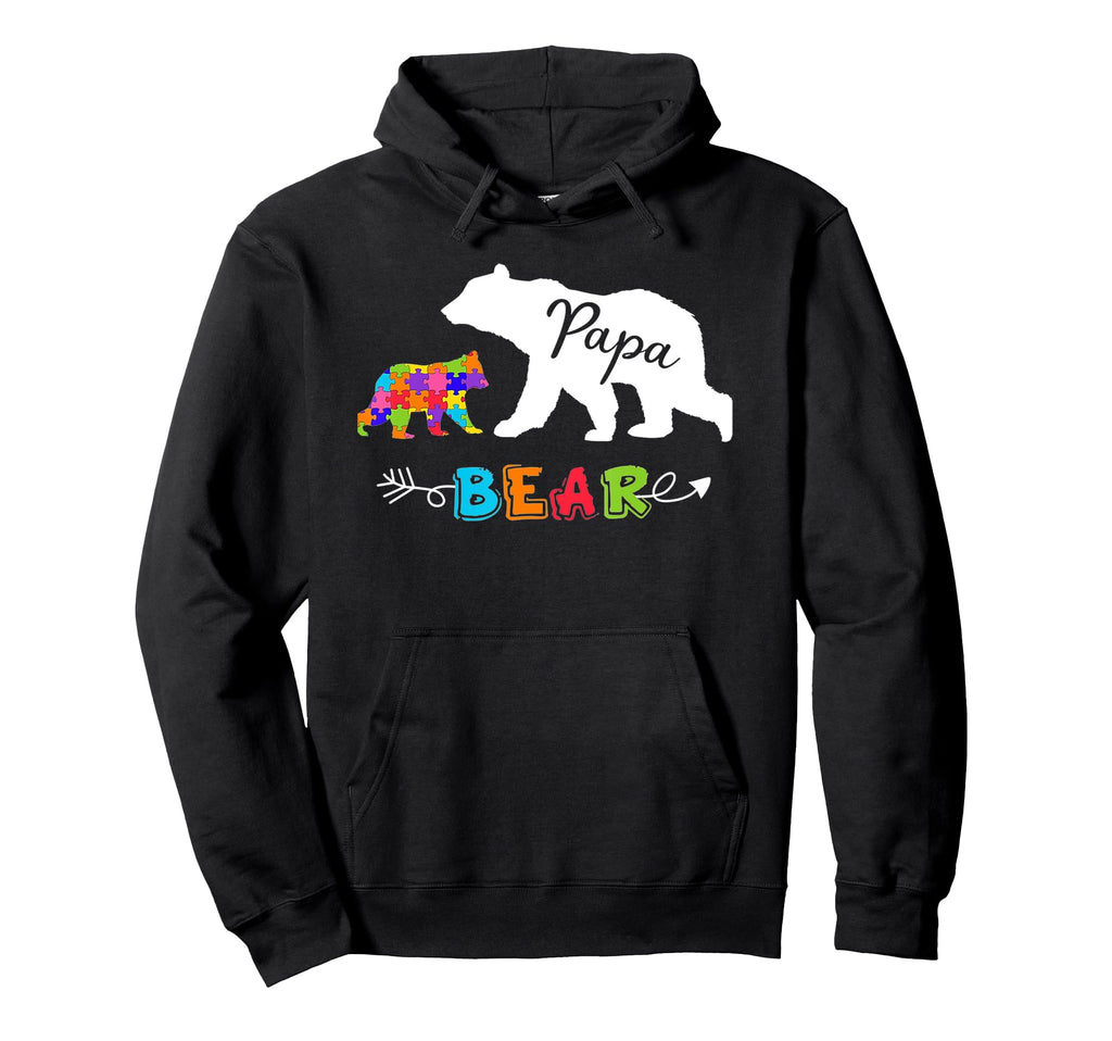 Papa Bear Farthers Day Autism Awareness Hoodie - Graphic Print Unisex - T-Shirt, Sweatshirt, Hoodie
