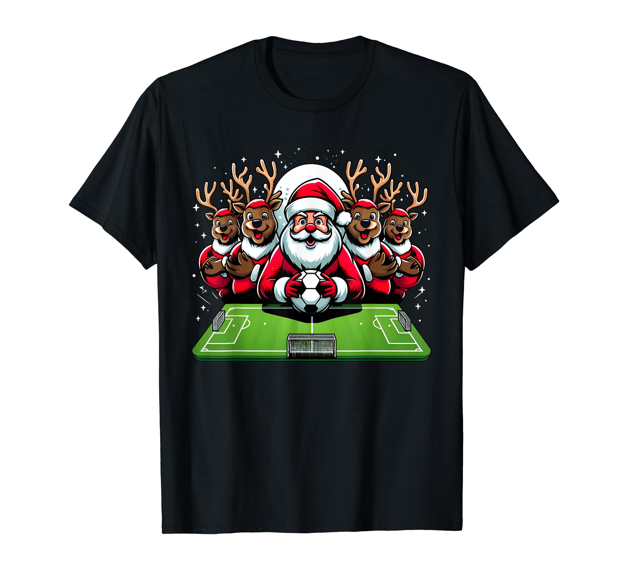 Santa Reindeer Play American Soccer T-Shirt - Custom Art Print Unisex - T-Shirt, Sweatshirt, Hoodie