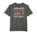Armed And Dadly Fathers Day Funny T-Shirt - Aesthetic Graphic Men Women - T-Shirt, Sweatshirt, Hoodie