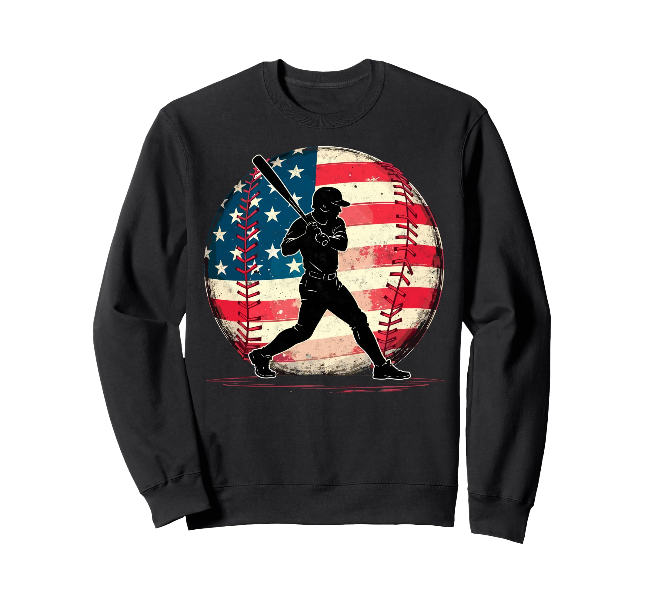 Baseball Us Flag Baseball Lover Dad Sweatshirt - Unique Graphic Men Women - T-Shirt, Sweatshirt, Hoodie