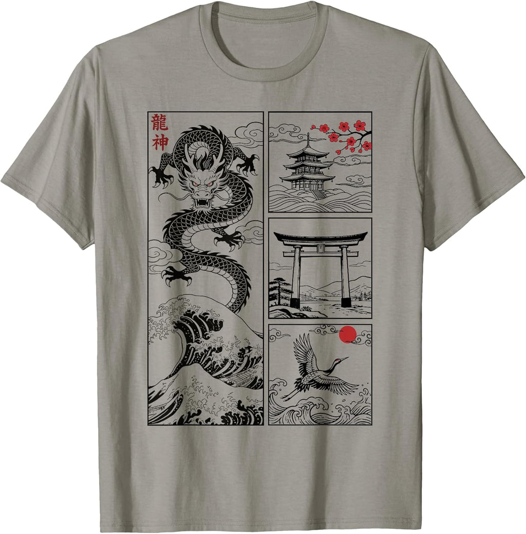 Japanese Dragon Great Wave Off Kanagawa Vintage Japan - Adult & Kids T-Shirts, Sweatshirts & Hoodies apparel design preview 1