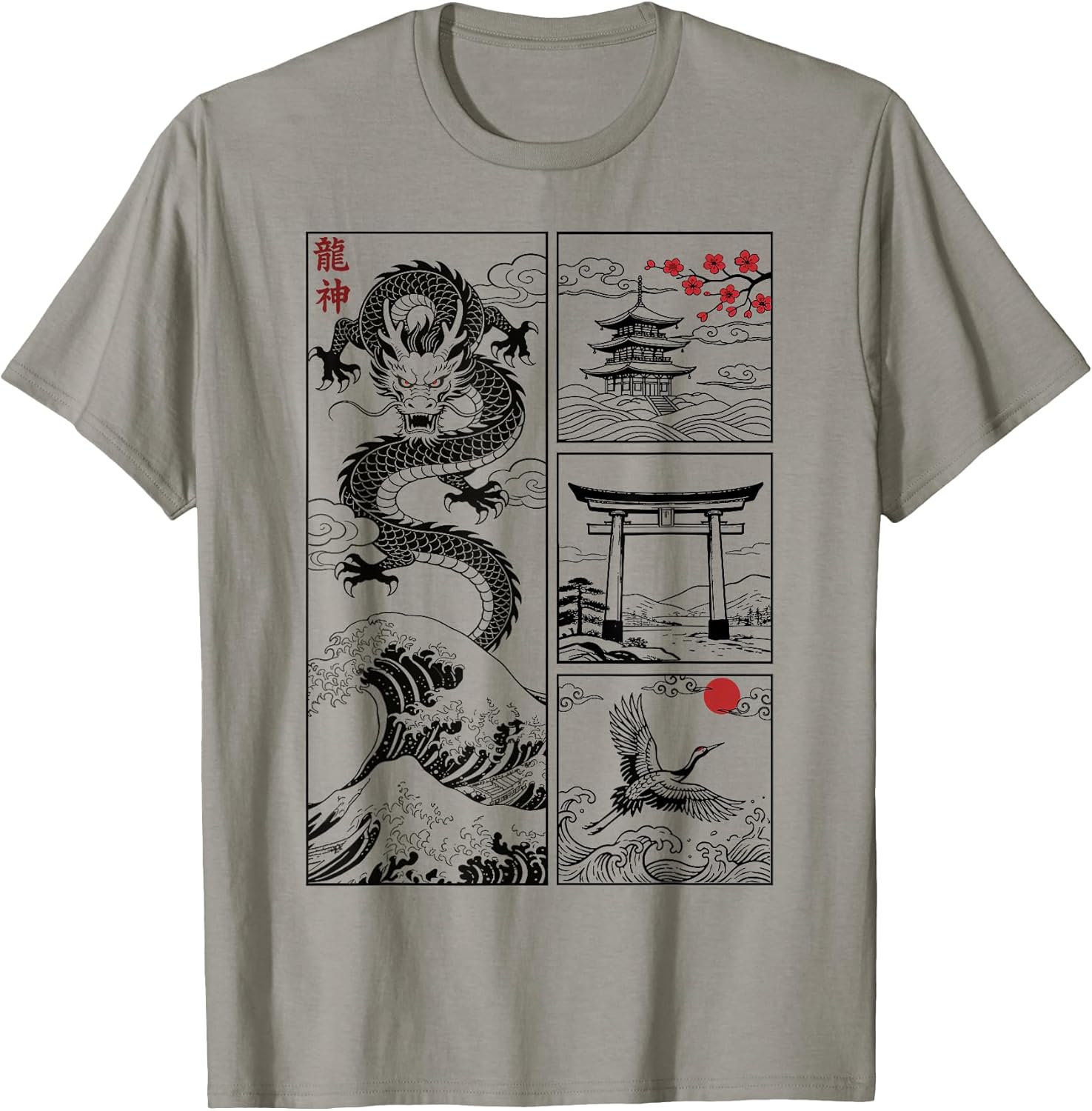 Japanese Dragon Great Wave Off Kanagawa Vintage Japan - Adult & Kids T-Shirts, Sweatshirts & Hoodies apparel design preview 1