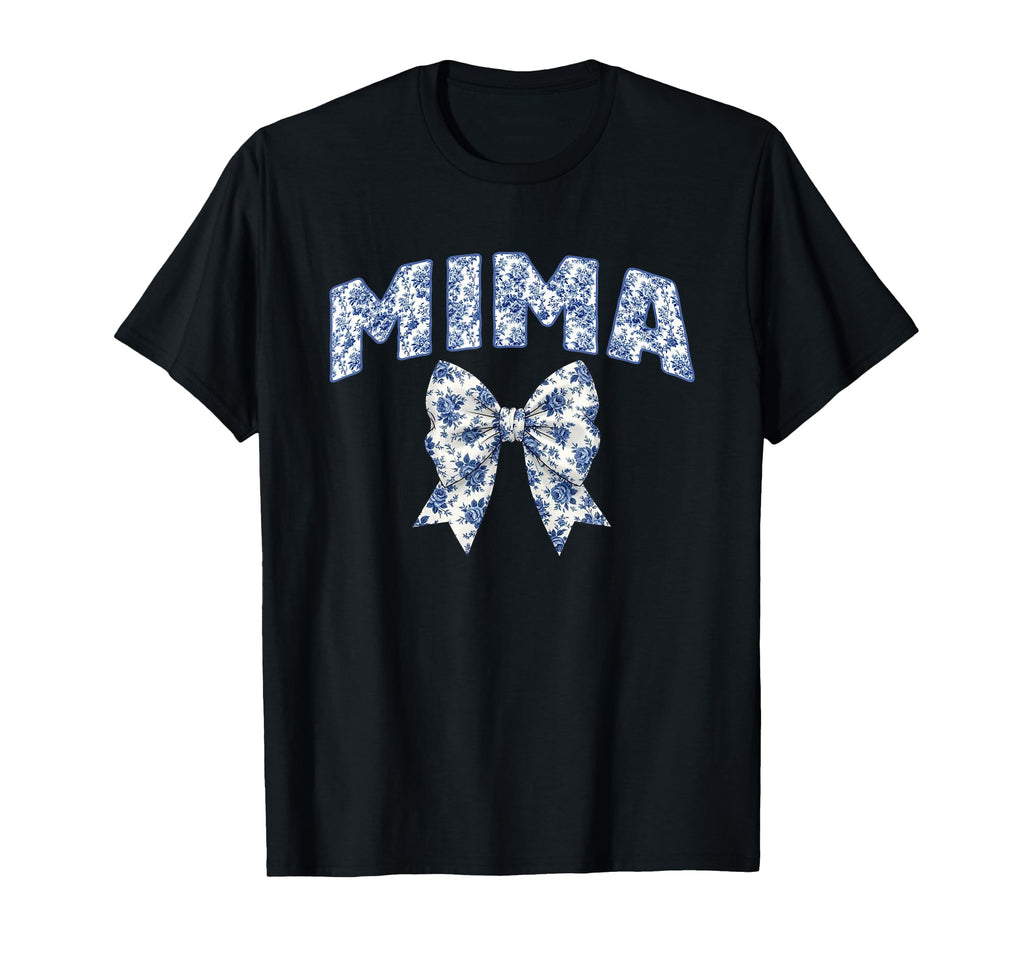 Mima Coquette Toile Blue Bow Floral Family T-Shirt - Trendy Graphic Unisex - T-Shirt, Sweatshirt, Hoodie